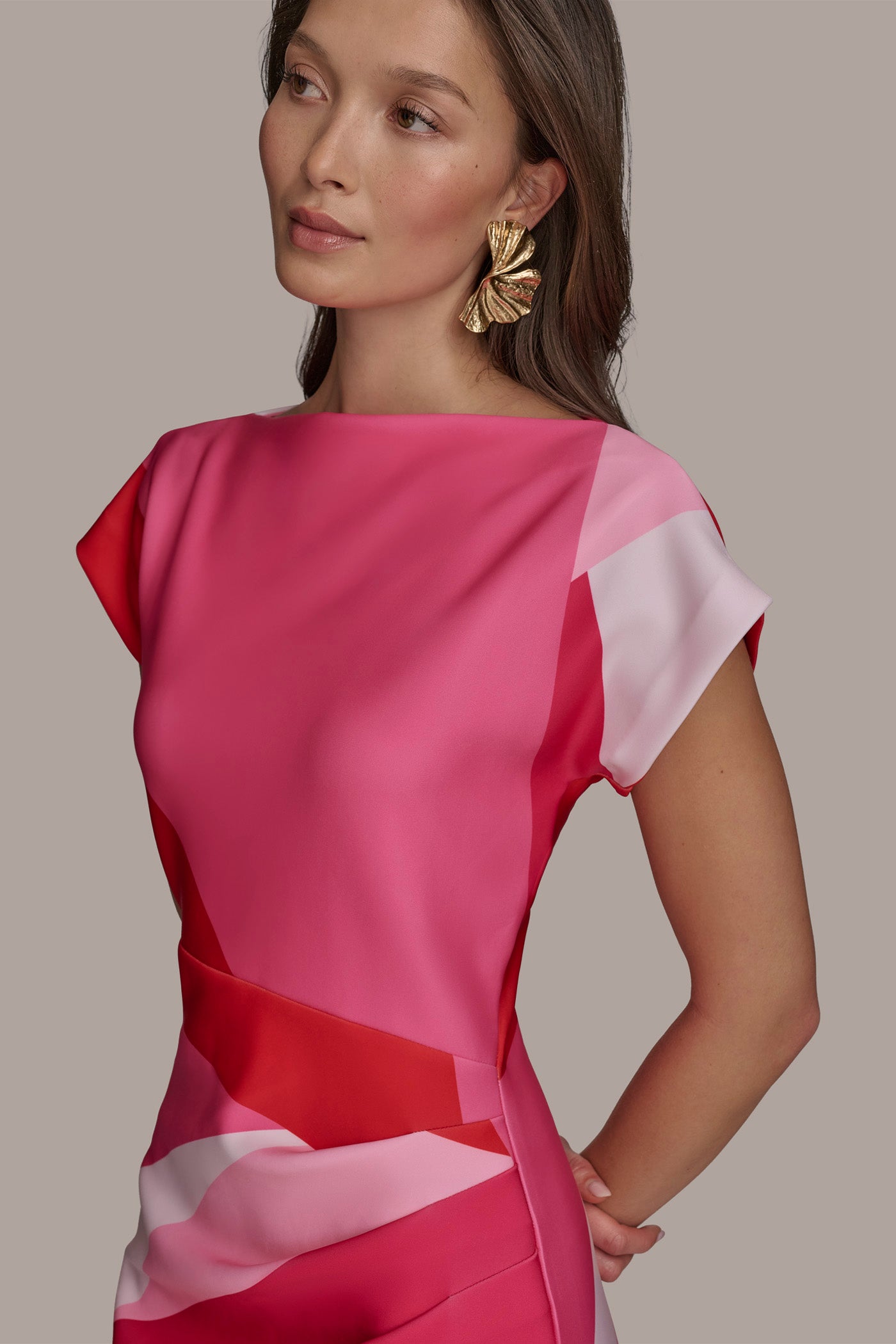 ASYMMETRICAL NECK GEOMETRIC MIDI SHEATH VIEW 5 | Cocktail & Party ASYMMETRICAL NECK GEOMETRIC MIDI SHEATH VIEW 5 | Cocktail & Party