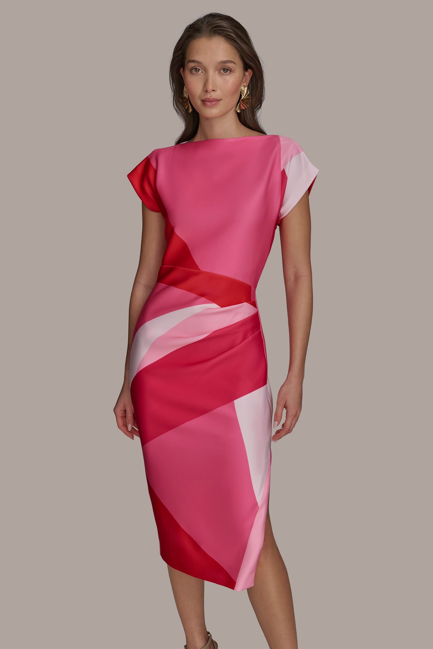 ASYMMETRICAL NECK GEOMETRIC MIDI SHEATH VIEW 4 | Cocktail & Party ASYMMETRICAL NECK GEOMETRIC MIDI SHEATH VIEW 4 | Cocktail & Party
