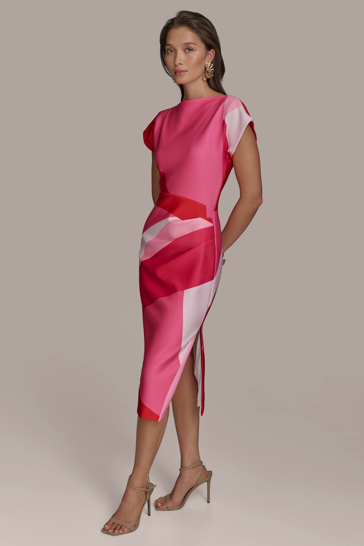 ASYMMETRICAL NECK GEOMETRIC MIDI SHEATH VIEW 3 | Cocktail & Party ASYMMETRICAL NECK GEOMETRIC MIDI SHEATH VIEW 3 | Cocktail & Party