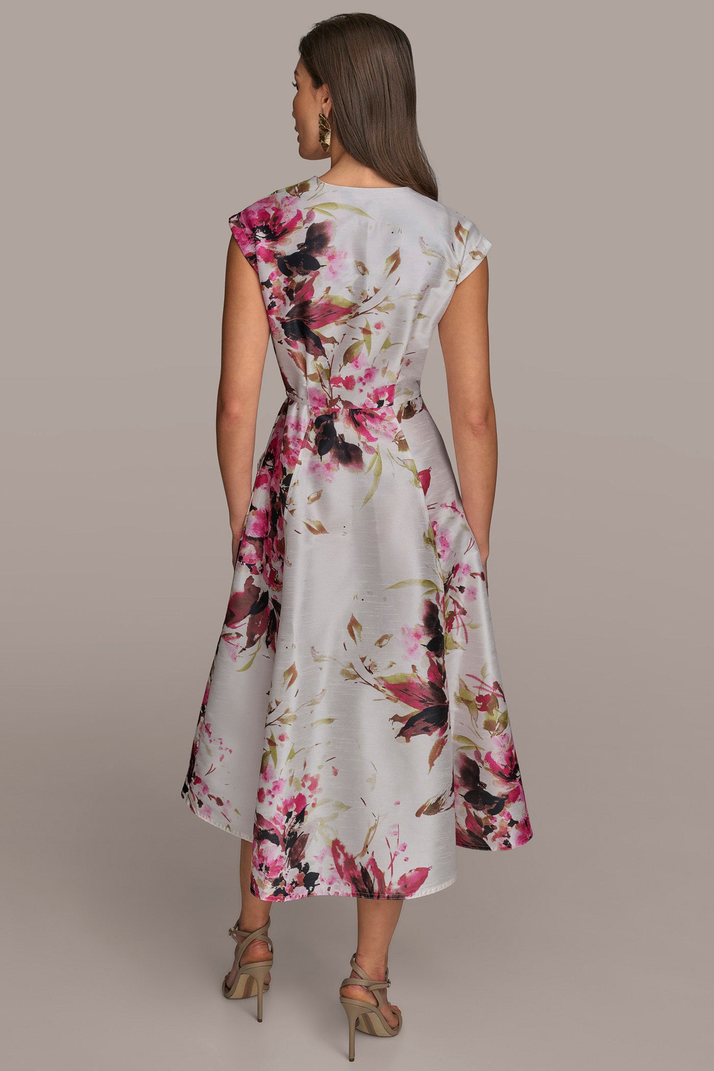 FLORAL FAUX WRAP FIT AND FLARE DRESS | View 2 | SALE FLORAL FAUX WRAP FIT AND FLARE DRESS | View 2 | SALE