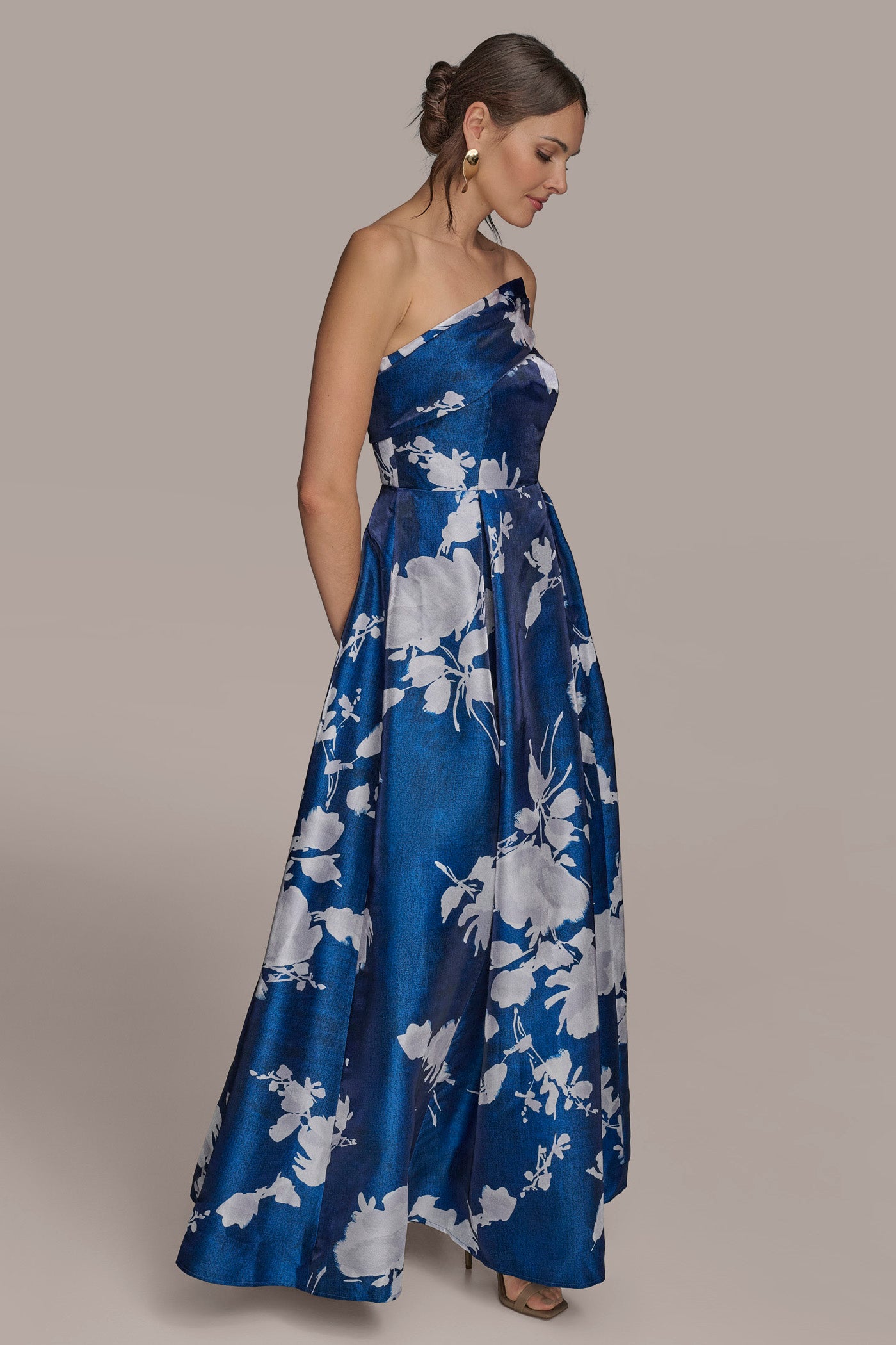 ASYMMETRIC FLORAL MIKADO BALL GOWN VIEW 3 ASYMMETRIC FLORAL MIKADO BALL GOWN VIEW 3
