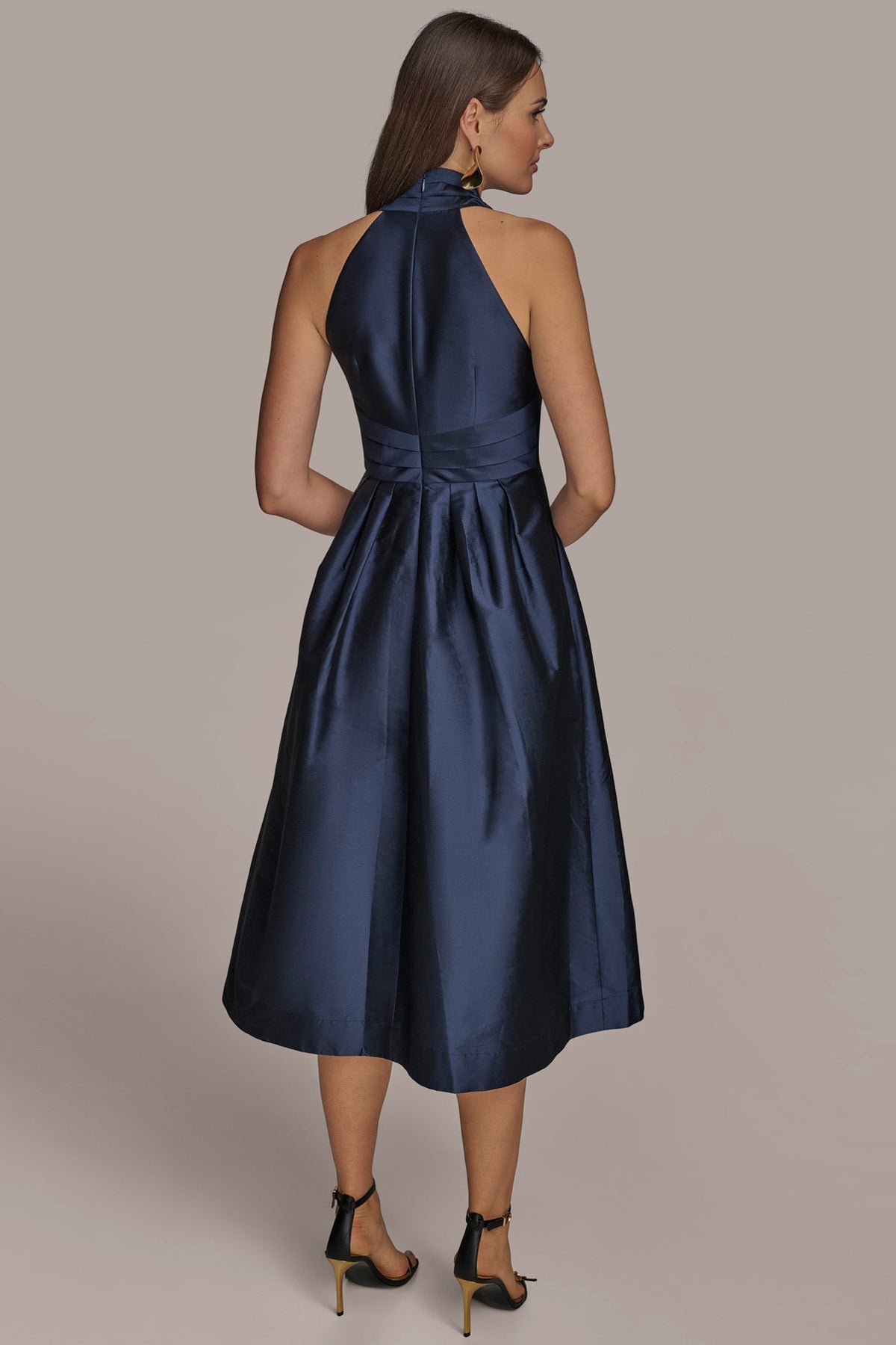 Donna Karan Women's A-Line Halter Midi Dress - Taffeta Blue