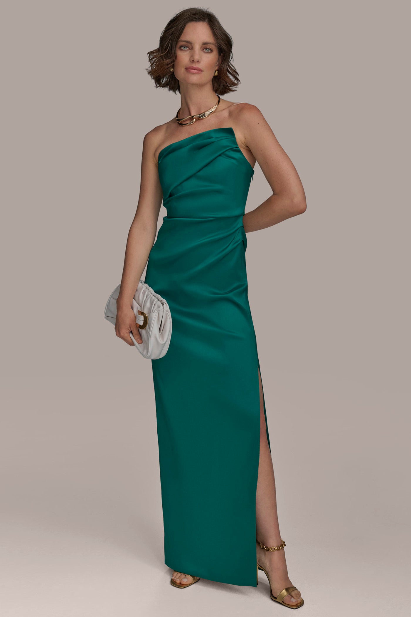 ASYMMETRIC STRAPLESS GATHERED GOWN VIEW 3 | Dresses & Jumpsuits ASYMMETRIC STRAPLESS GATHERED GOWN VIEW 3 | Dresses & Jumpsuits