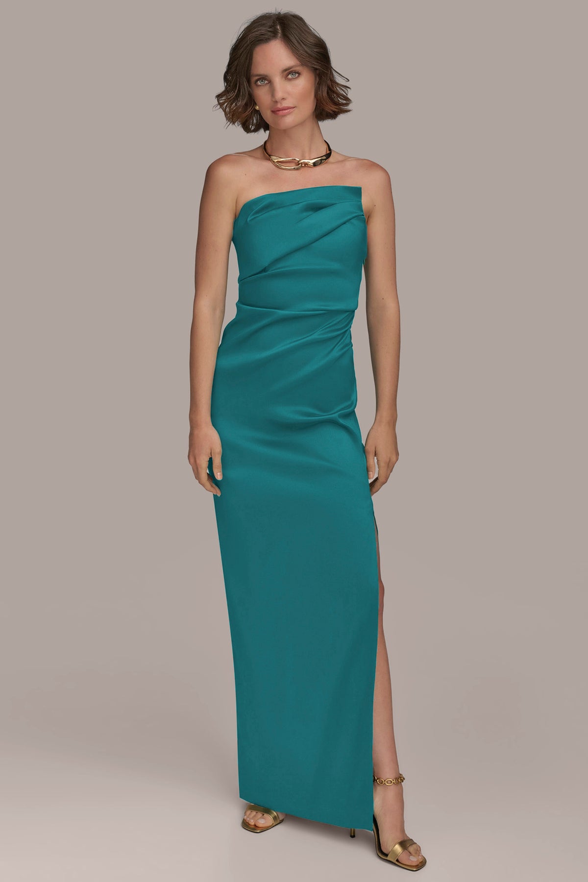 Donna Karan New York Women's Ruched Strapless Gown - Lawn