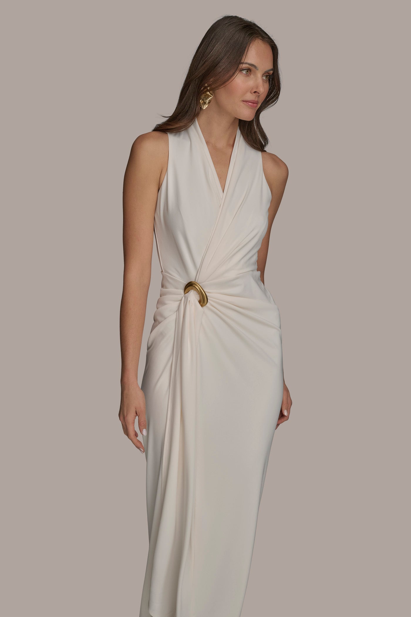 V-NECK WRAP-EFFECT GOWN VIEW 7 | All Products V-NECK WRAP-EFFECT GOWN VIEW 7 | All Products