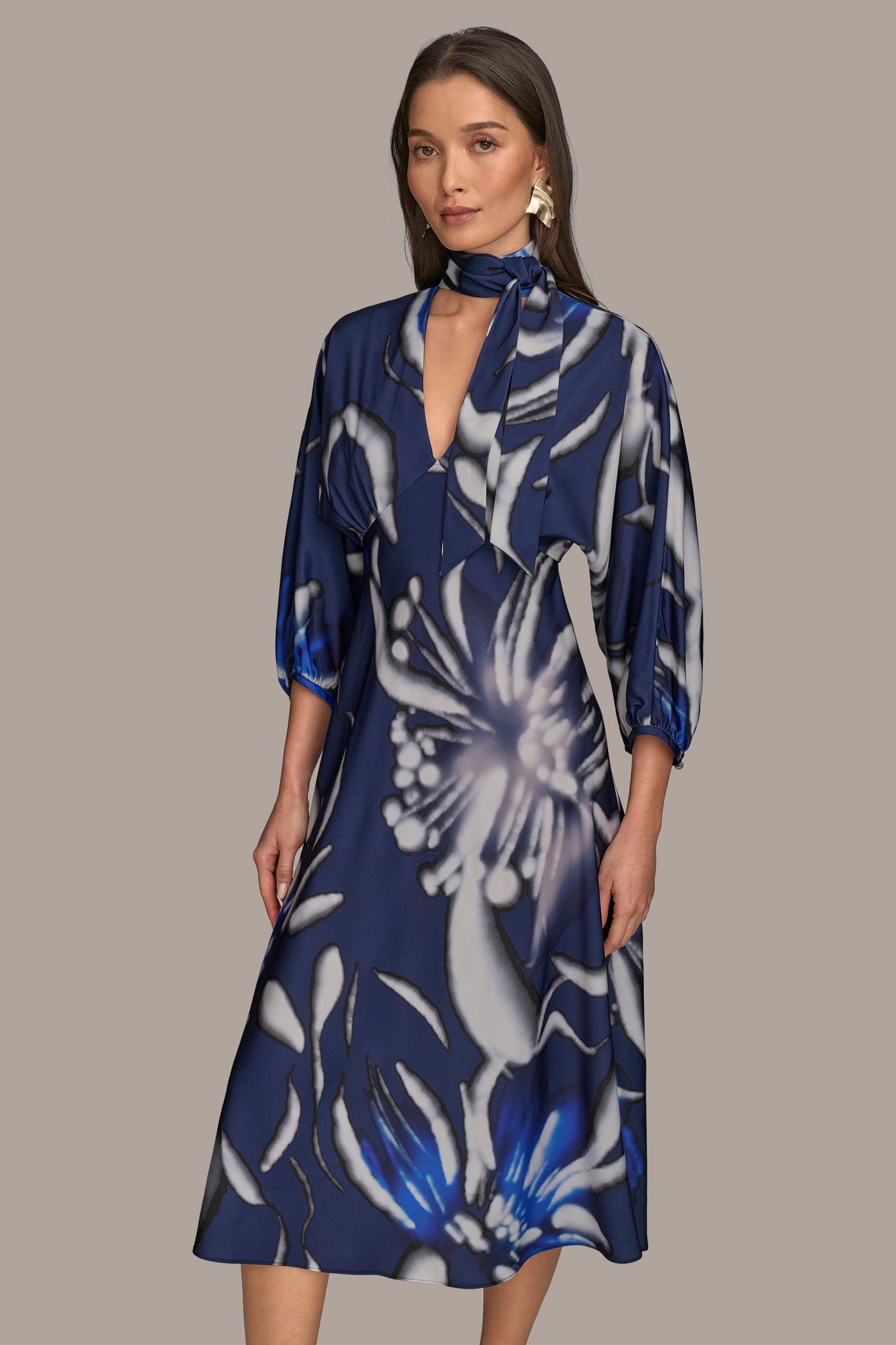 TIE NECK A LINE DRESS VIEW 7 TIE NECK A LINE DRESS VIEW 7