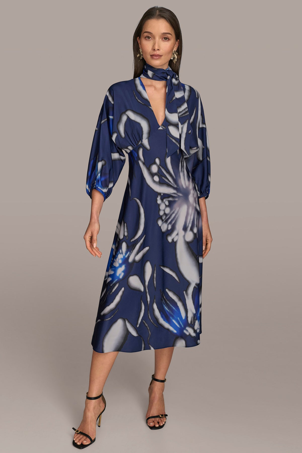 blue dress for baby girl V Neck Leopard Midi Dress main image 1