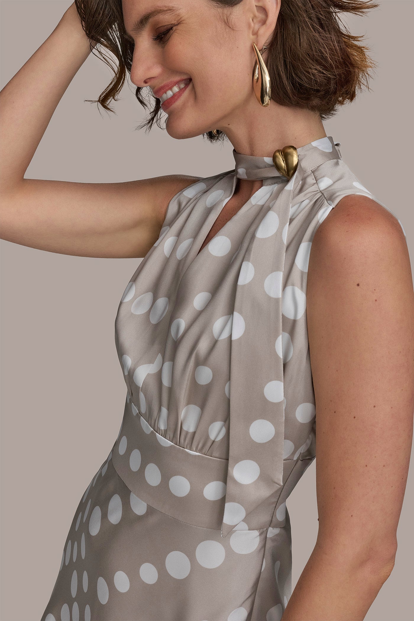 SLEEVELESS TIE NECK POLKA DOT A LINE DRESS VIEW 4 | Welcome Code Exclusions SLEEVELESS TIE NECK POLKA DOT A LINE DRESS VIEW 4 | Welcome Code Exclusions
