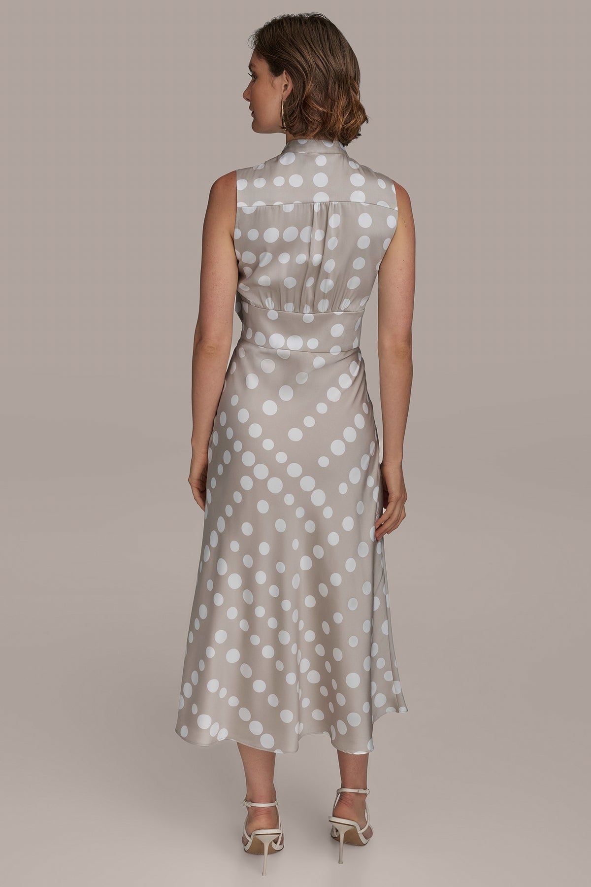 polka dot midi dress product info and reviews Satin Tie Neck | A-Line Dress sale_H26_21.08 Color:PINK CHAMPAGNE LUOGENLI Dresses for Girls 100% Polyester Size