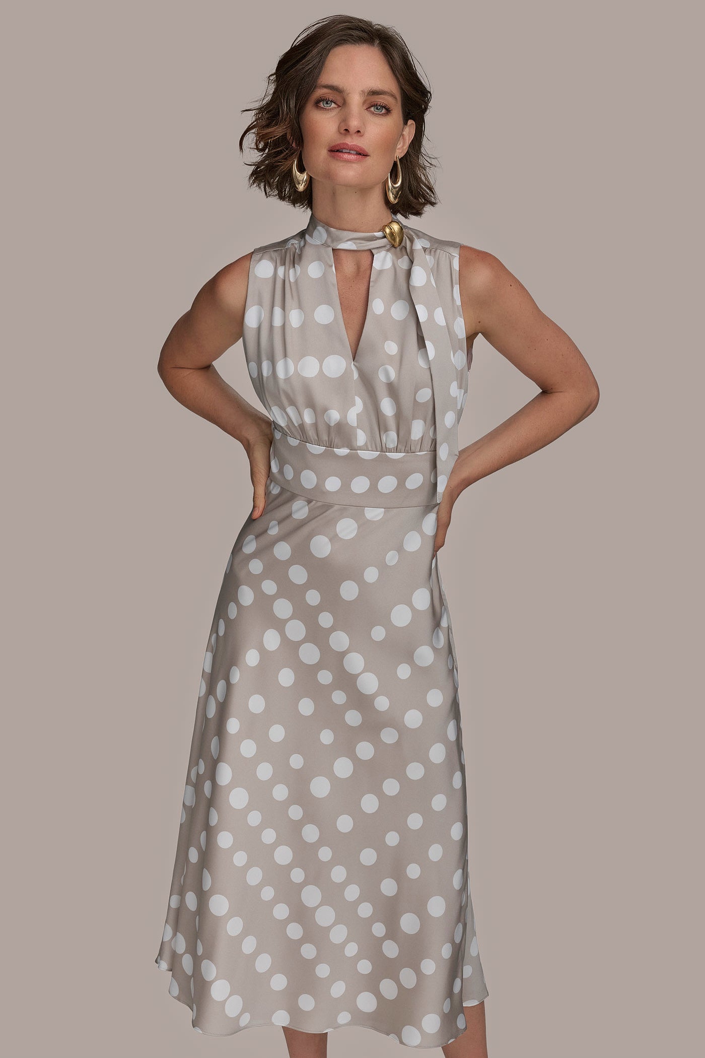 SLEEVELESS TIE NECK POLKA DOT A LINE DRESS VIEW 5 | Welcome Code Exclusions SLEEVELESS TIE NECK POLKA DOT A LINE DRESS VIEW 5 | Welcome Code Exclusions