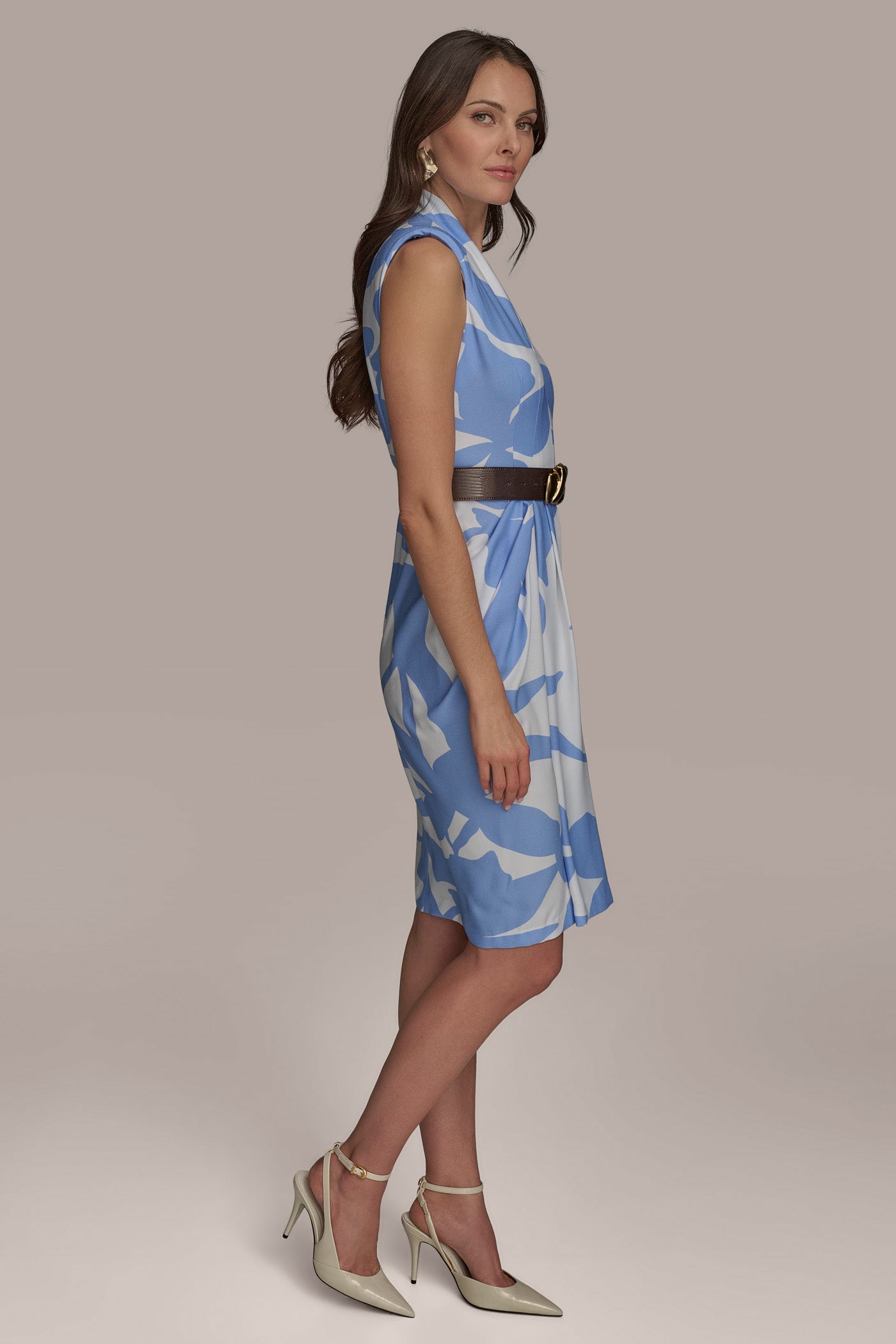 V NECK SHEATH WITH SLIT AND BELT VIEW 3 | SALE V NECK SHEATH WITH SLIT AND BELT VIEW 3 | SALE