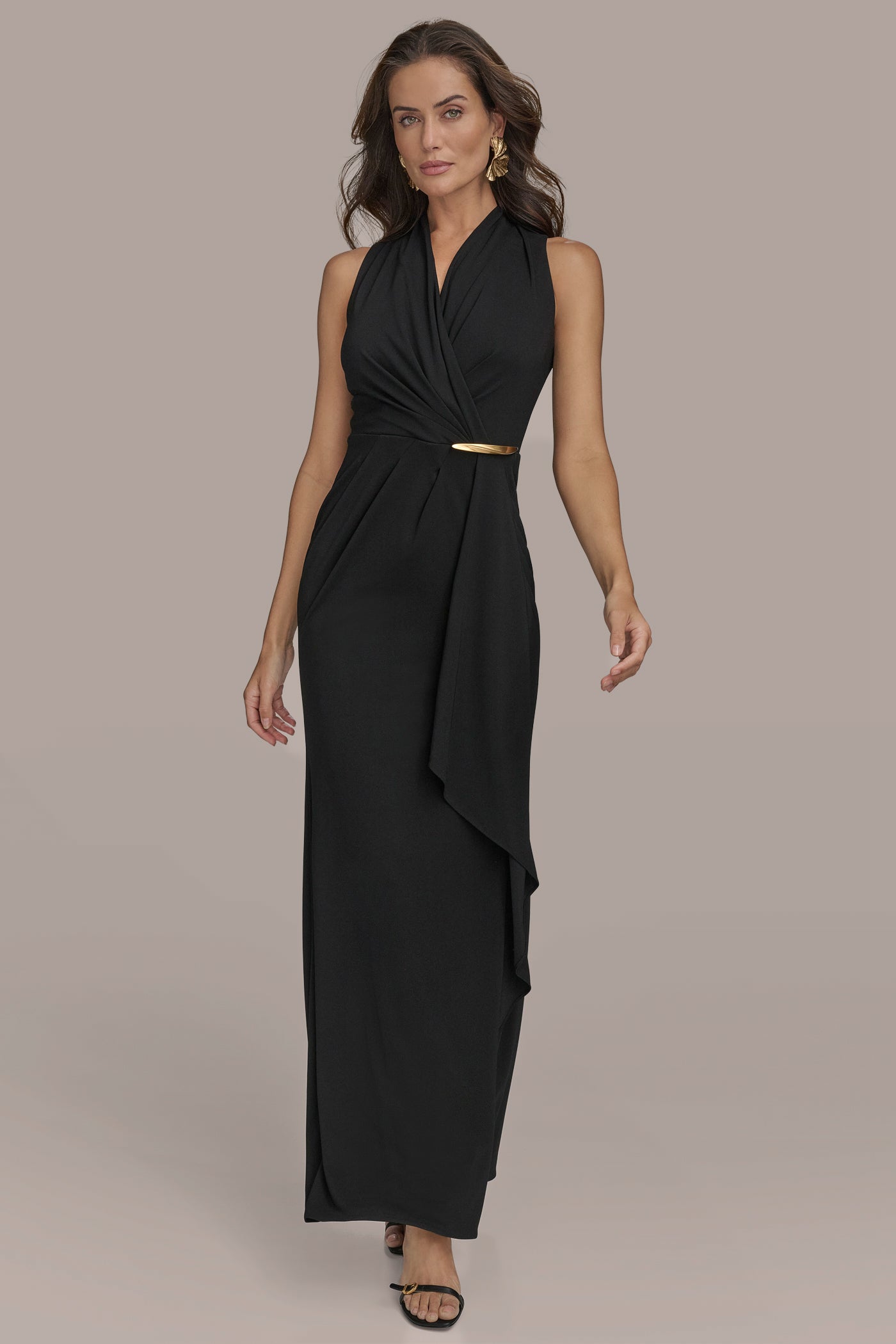 SLEEVELESS WRAP-EFFECT RUFFLE MAXI GOWN VIEW 4 | Event Dressing SLEEVELESS WRAP-EFFECT RUFFLE MAXI GOWN VIEW 4 | Event Dressing