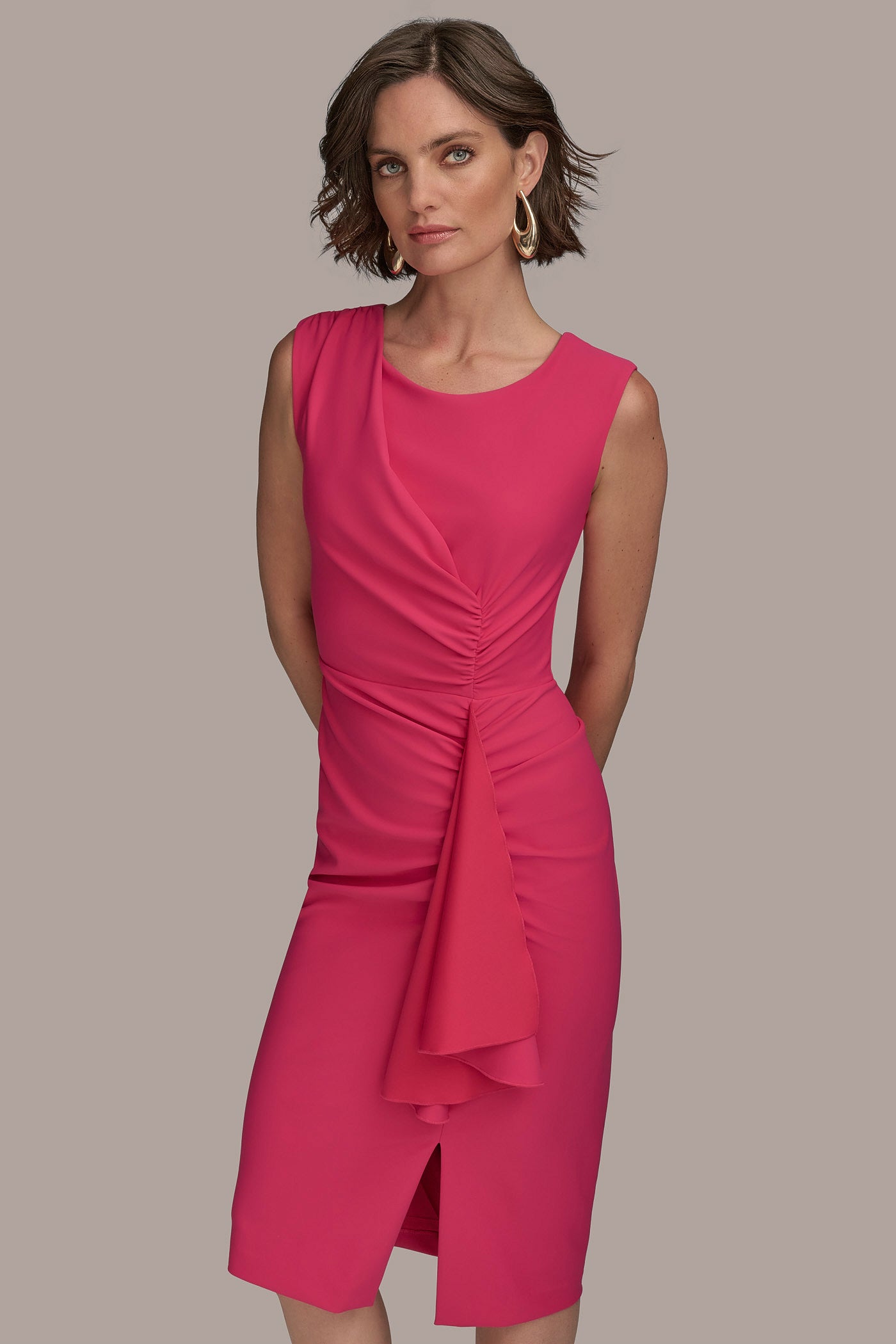 SLEEVELESS SIDE RUFFLE DRESS VIEW 6 | SALE SLEEVELESS SIDE RUFFLE DRESS VIEW 6 | SALE