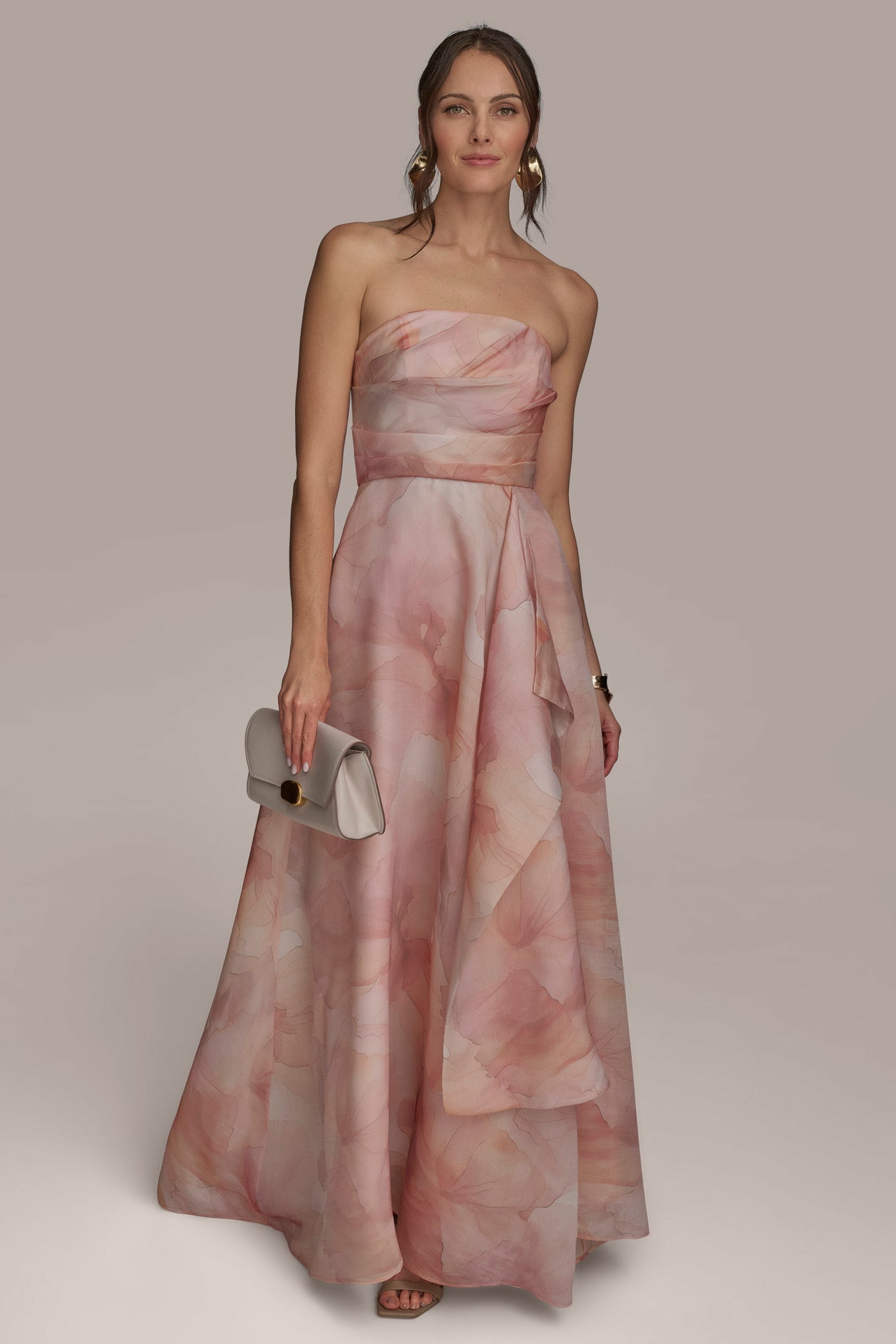 STRAPLESS DRAPED ORGANZA BALL GOWN VIEW 5 STRAPLESS DRAPED ORGANZA BALL GOWN VIEW 5