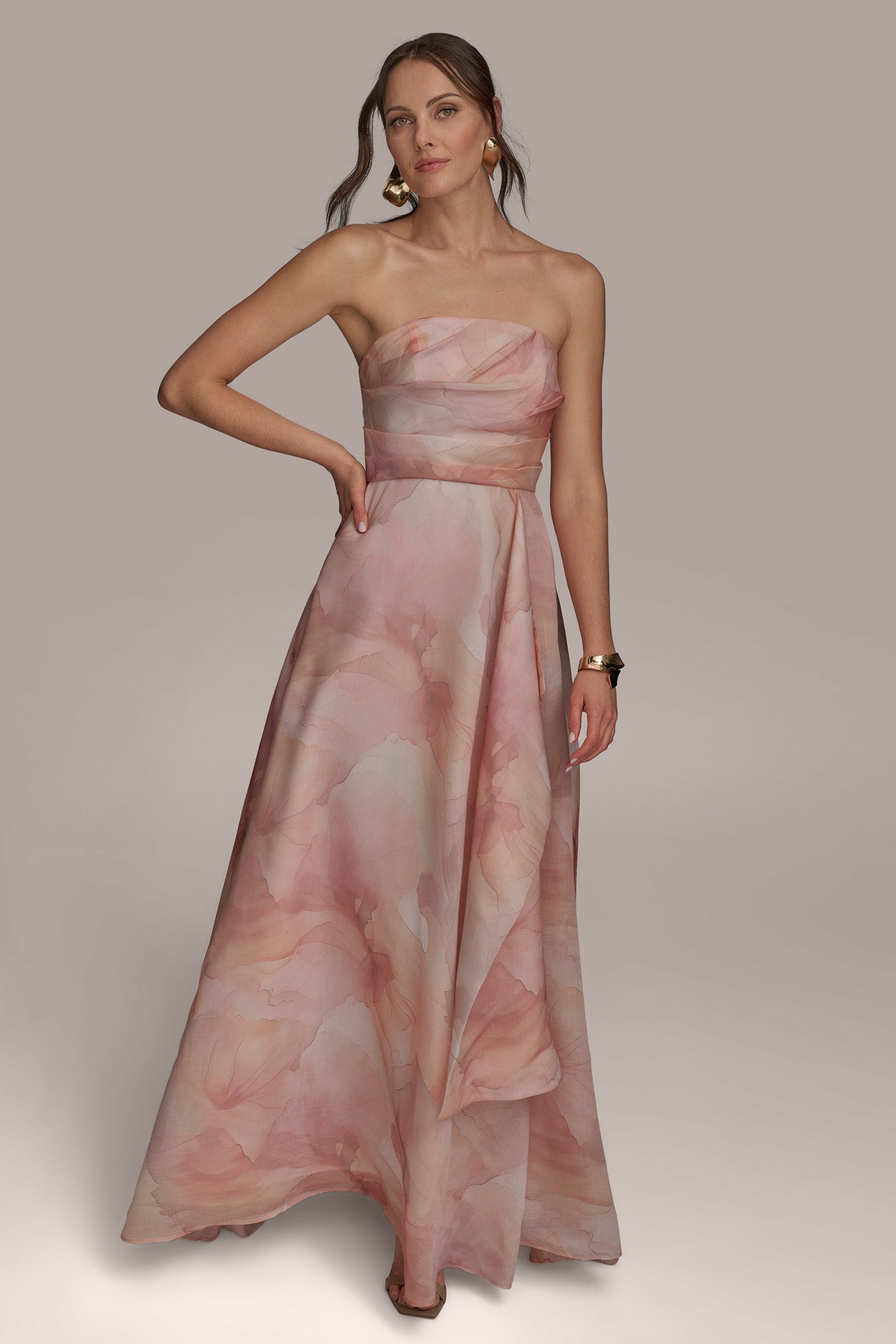 STRAPLESS DRAPED ORGANZA BALL GOWN VIEW 3 STRAPLESS DRAPED ORGANZA BALL GOWN VIEW 3