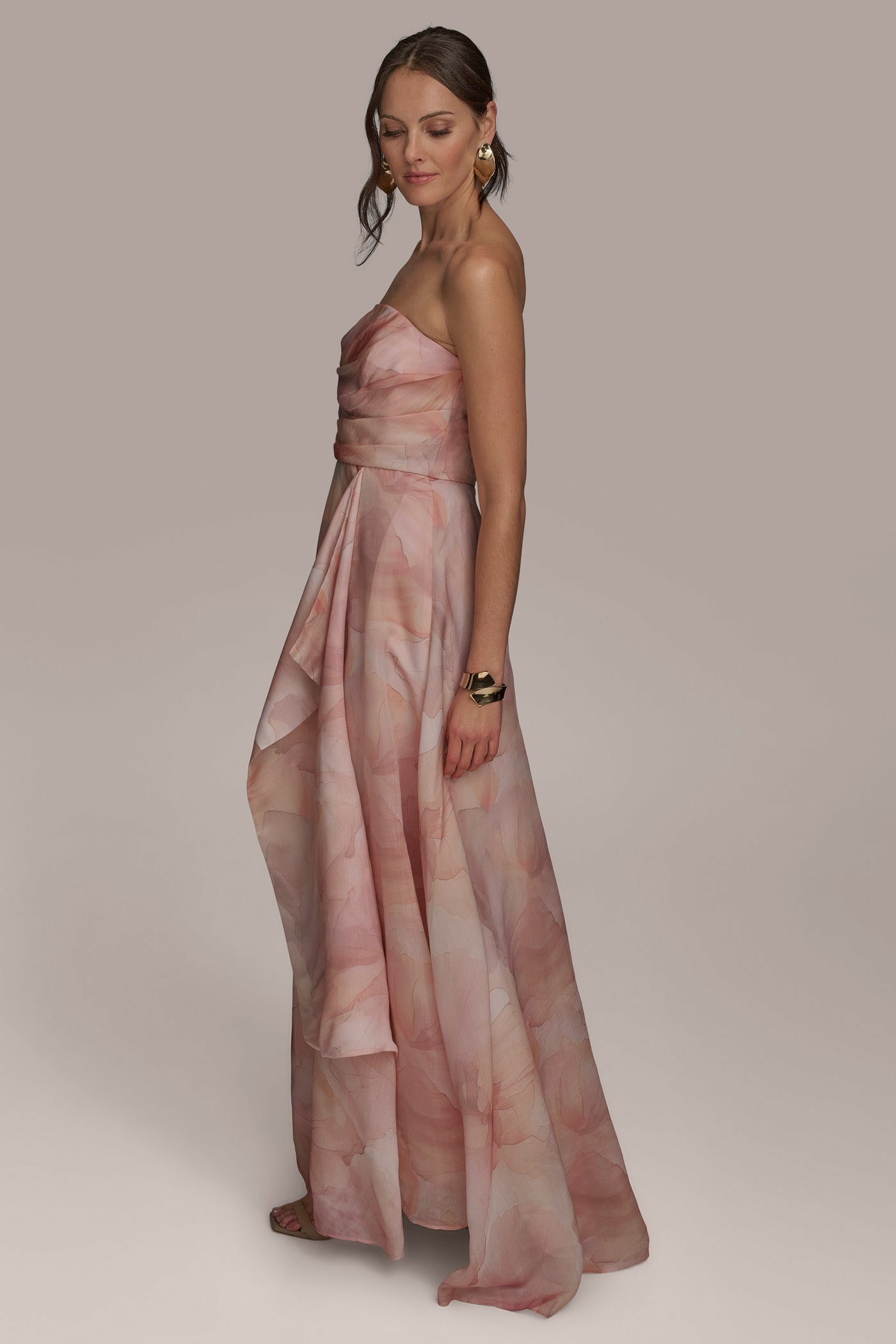 STRAPLESS DRAPED ORGANZA BALL GOWN VIEW 4 STRAPLESS DRAPED ORGANZA BALL GOWN VIEW 4
