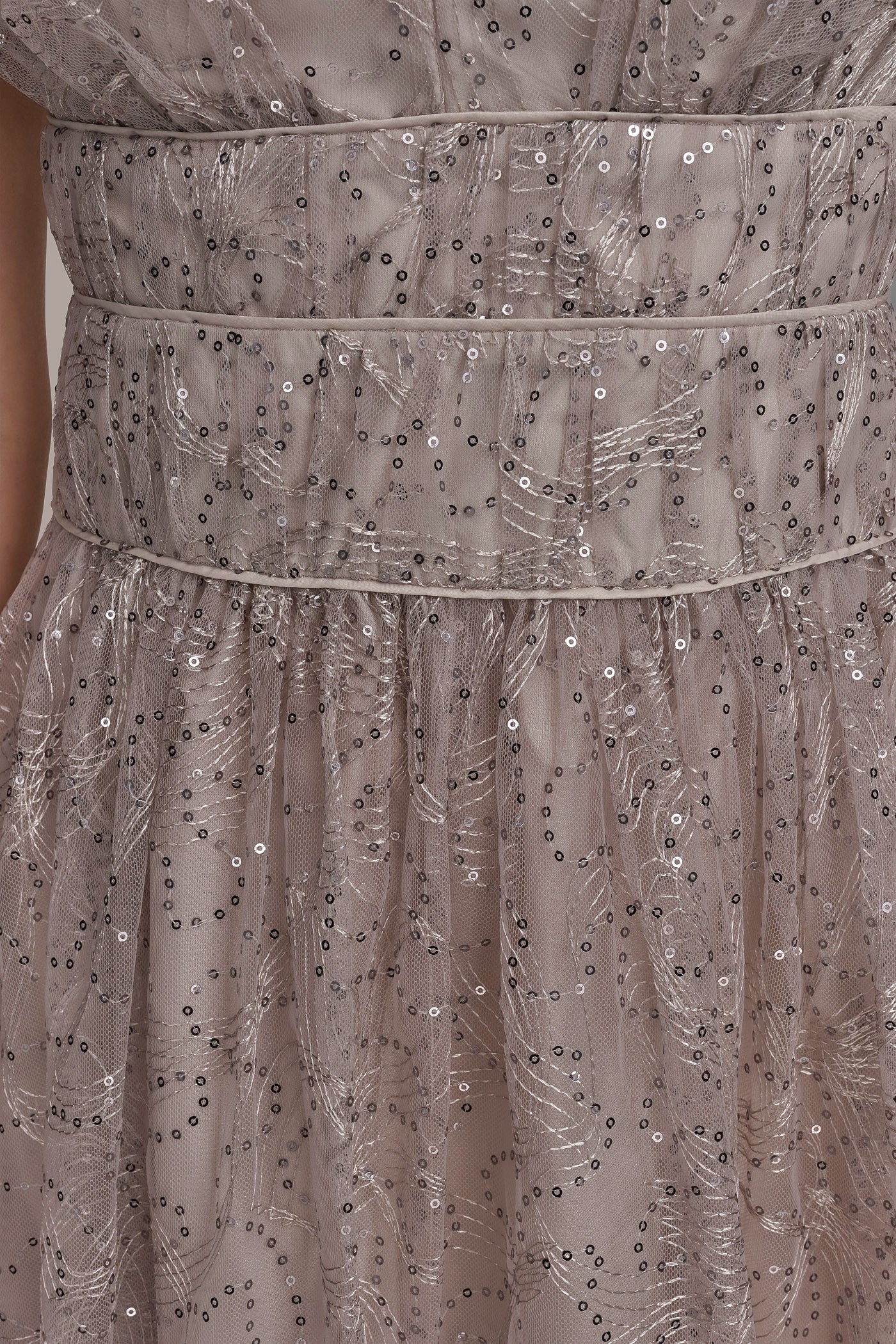 V NECK EMBROIDERED TULLE BALL GOWN VIEW 6 V NECK EMBROIDERED TULLE BALL GOWN VIEW 6