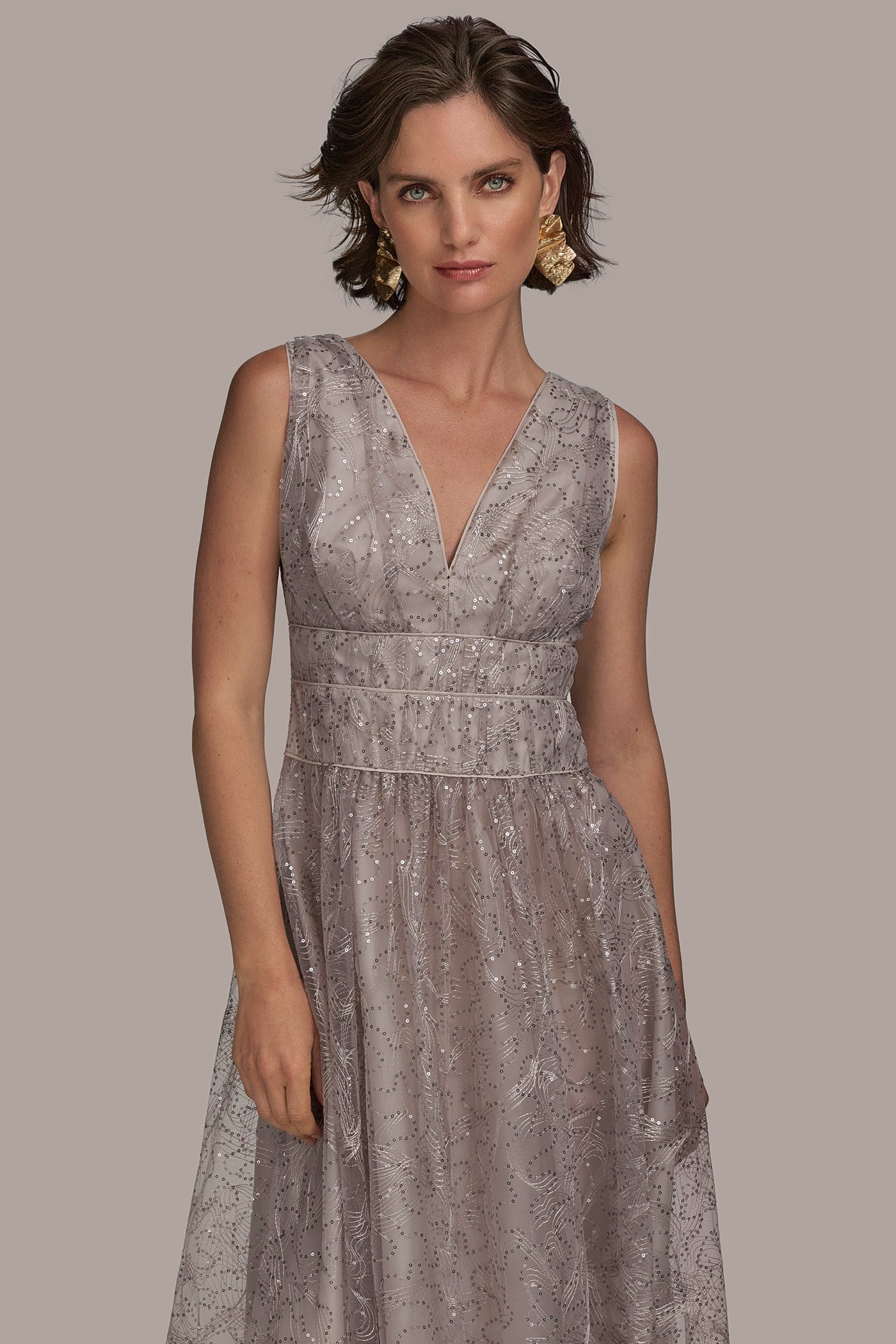 V NECK EMBROIDERED TULLE BALL GOWN VIEW 5 V NECK EMBROIDERED TULLE BALL GOWN VIEW 5