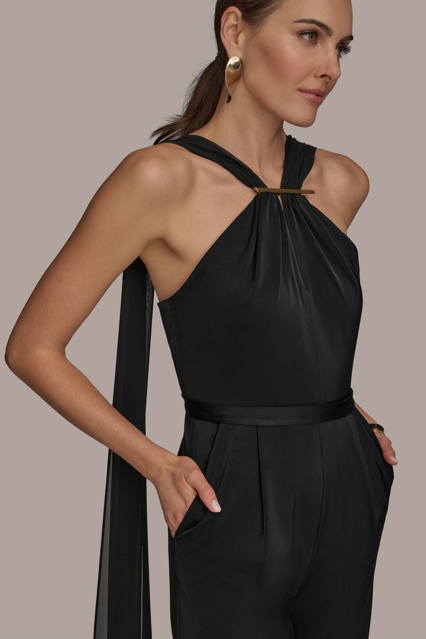CRISS CROSS NECK CAPE JUMPSUIT VIEW 6 CRISS CROSS NECK CAPE JUMPSUIT VIEW 6