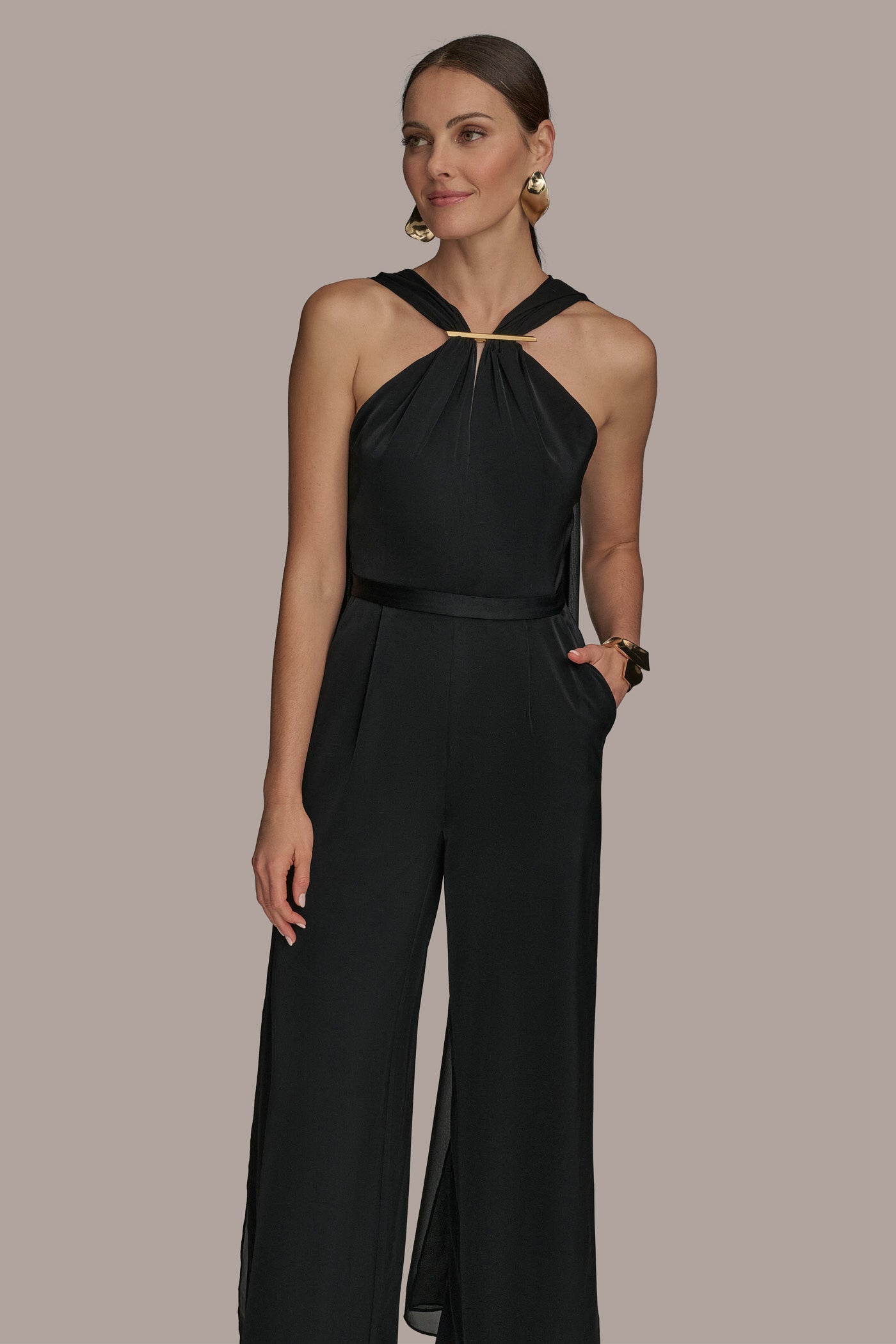 CRISS CROSS NECK CAPE JUMPSUIT VIEW 5 CRISS CROSS NECK CAPE JUMPSUIT VIEW 5