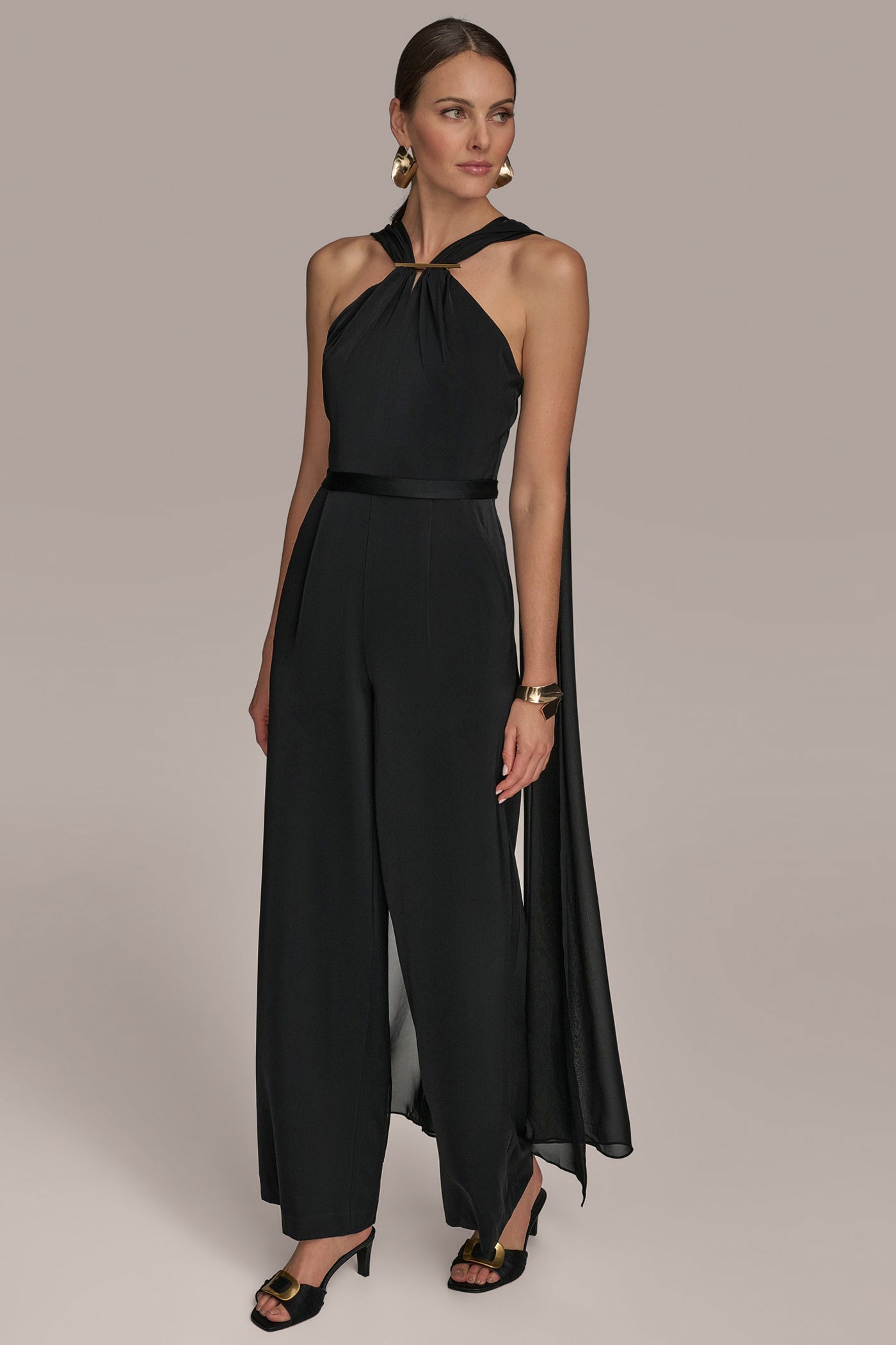 CRISS CROSS NECK CAPE JUMPSUIT VIEW 4 CRISS CROSS NECK CAPE JUMPSUIT VIEW 4