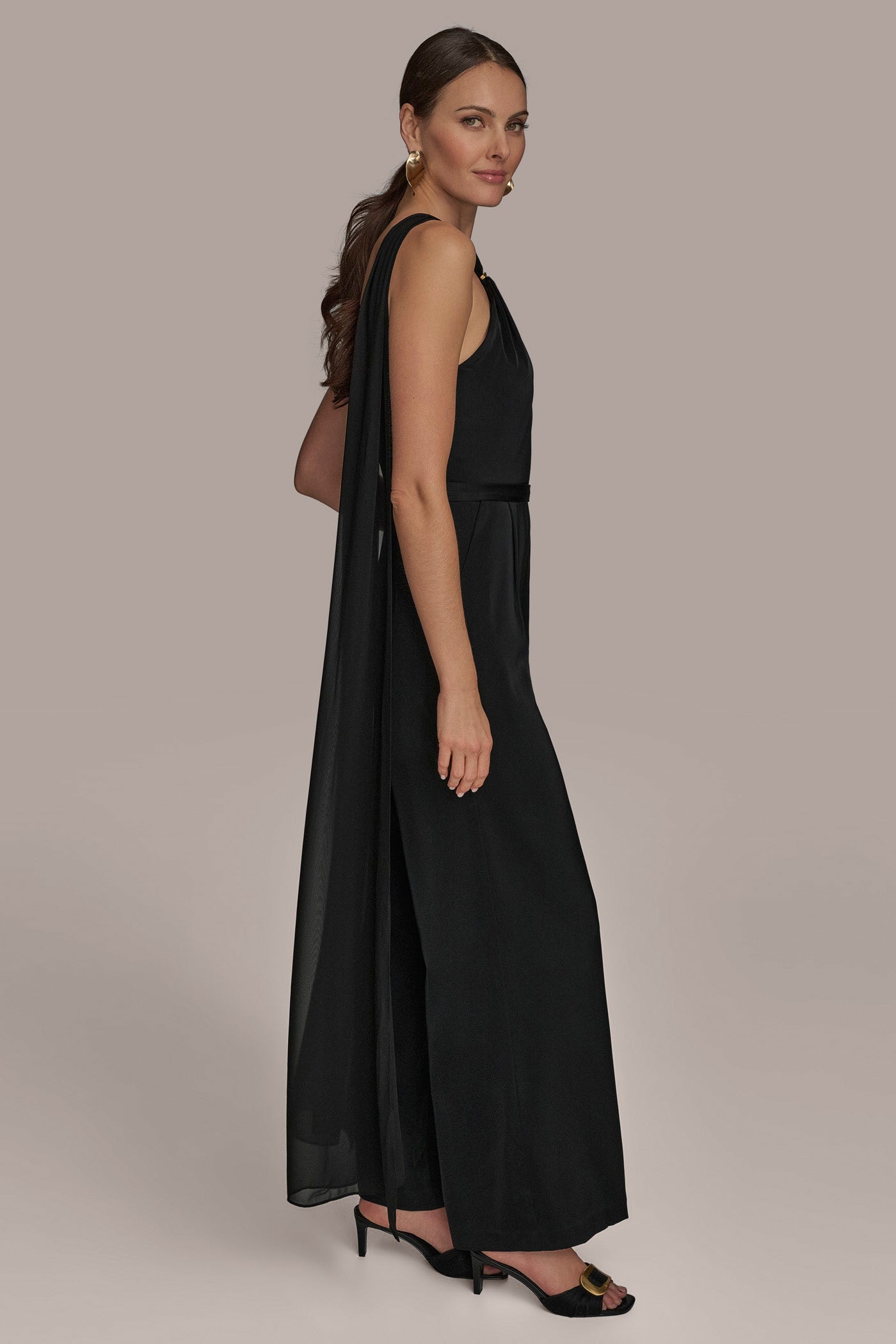 CRISS CROSS NECK CAPE JUMPSUIT VIEW 3 CRISS CROSS NECK CAPE JUMPSUIT VIEW 3