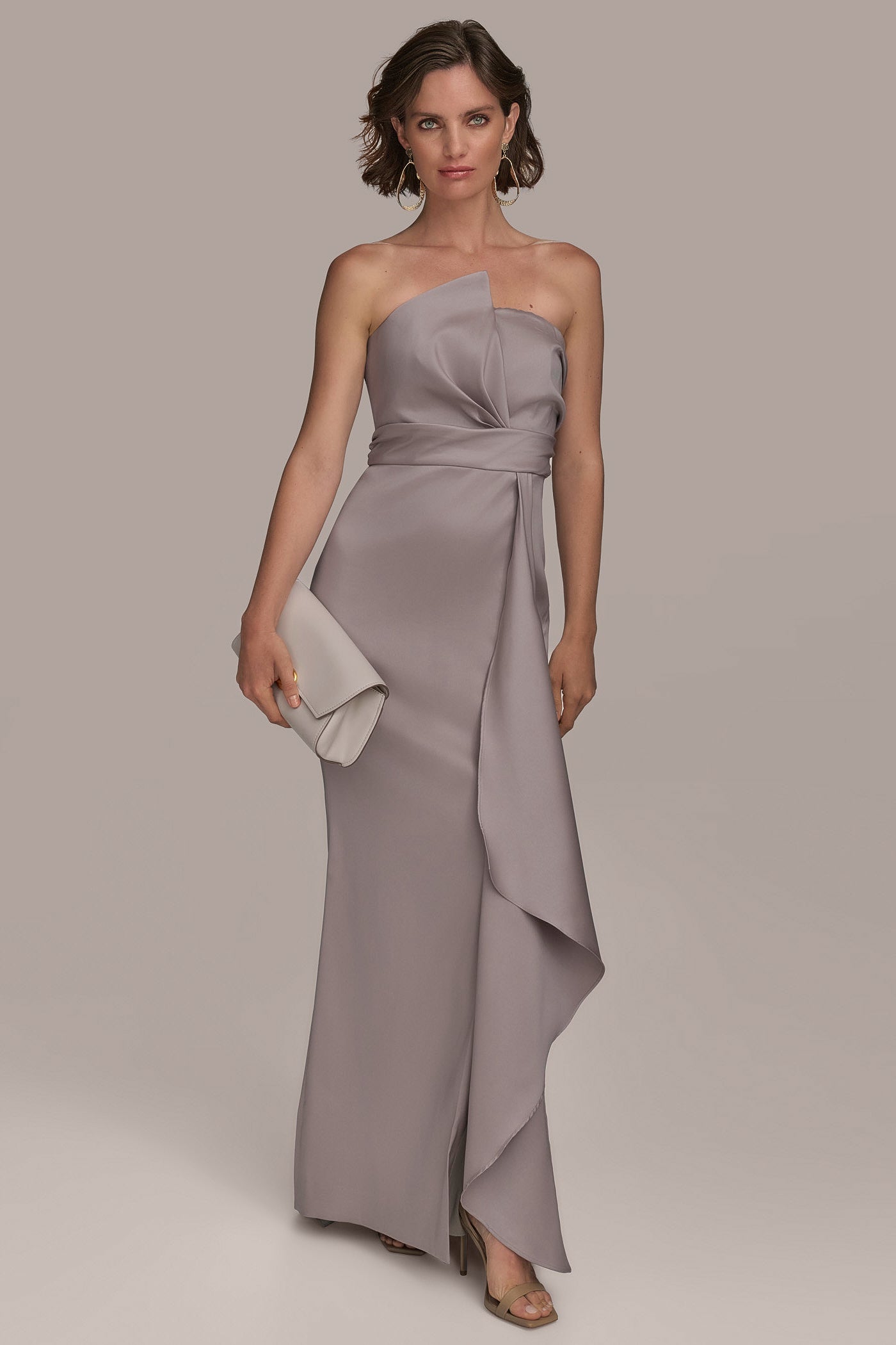 ASYMMETRICAL NECK FRONT DRAPED GOWN | View 1 | Evening & Formal ASYMMETRICAL NECK FRONT DRAPED GOWN | View 1 | Evening & Formal