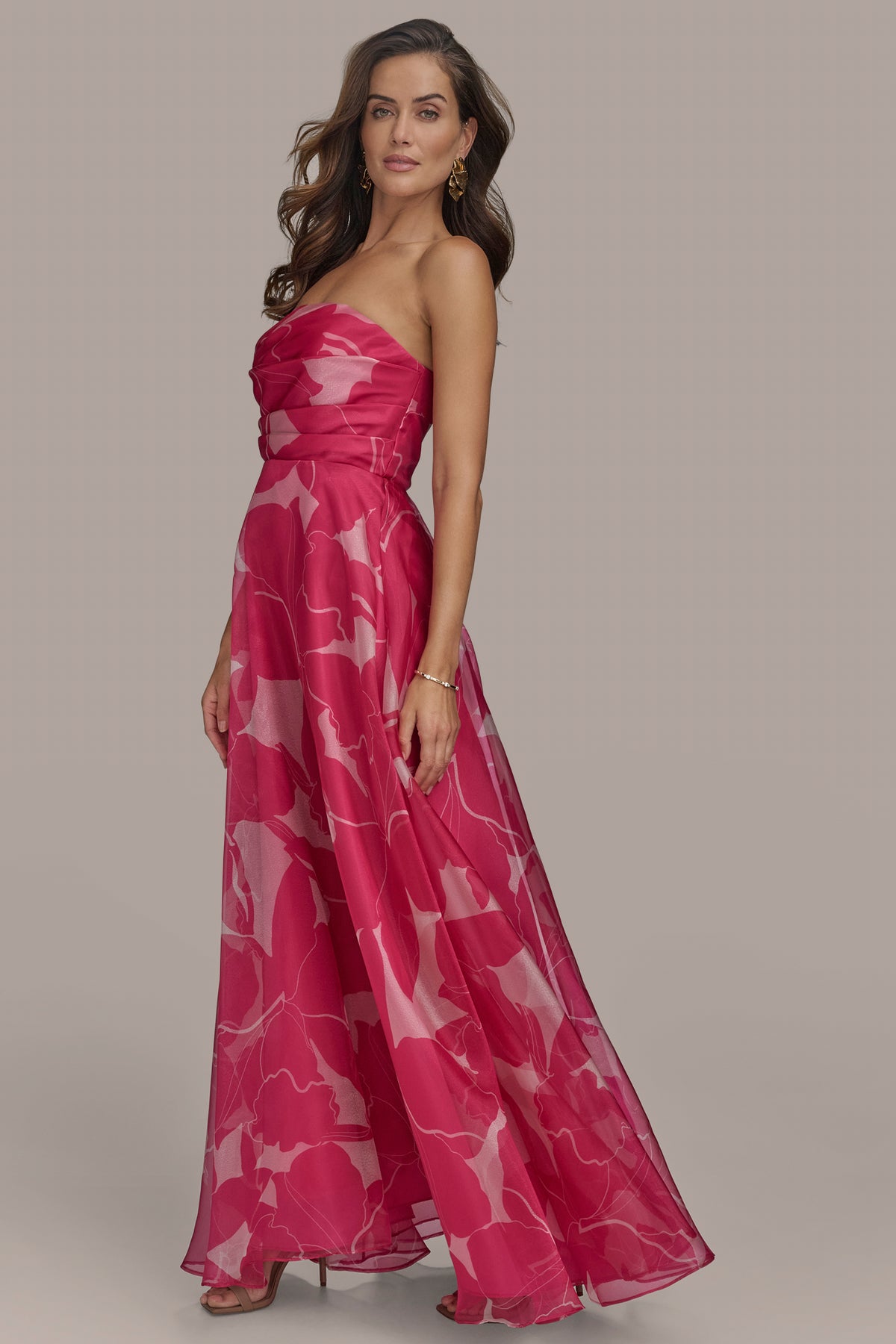 Donna Karan Women's Floral Strapless Gown - Pink
