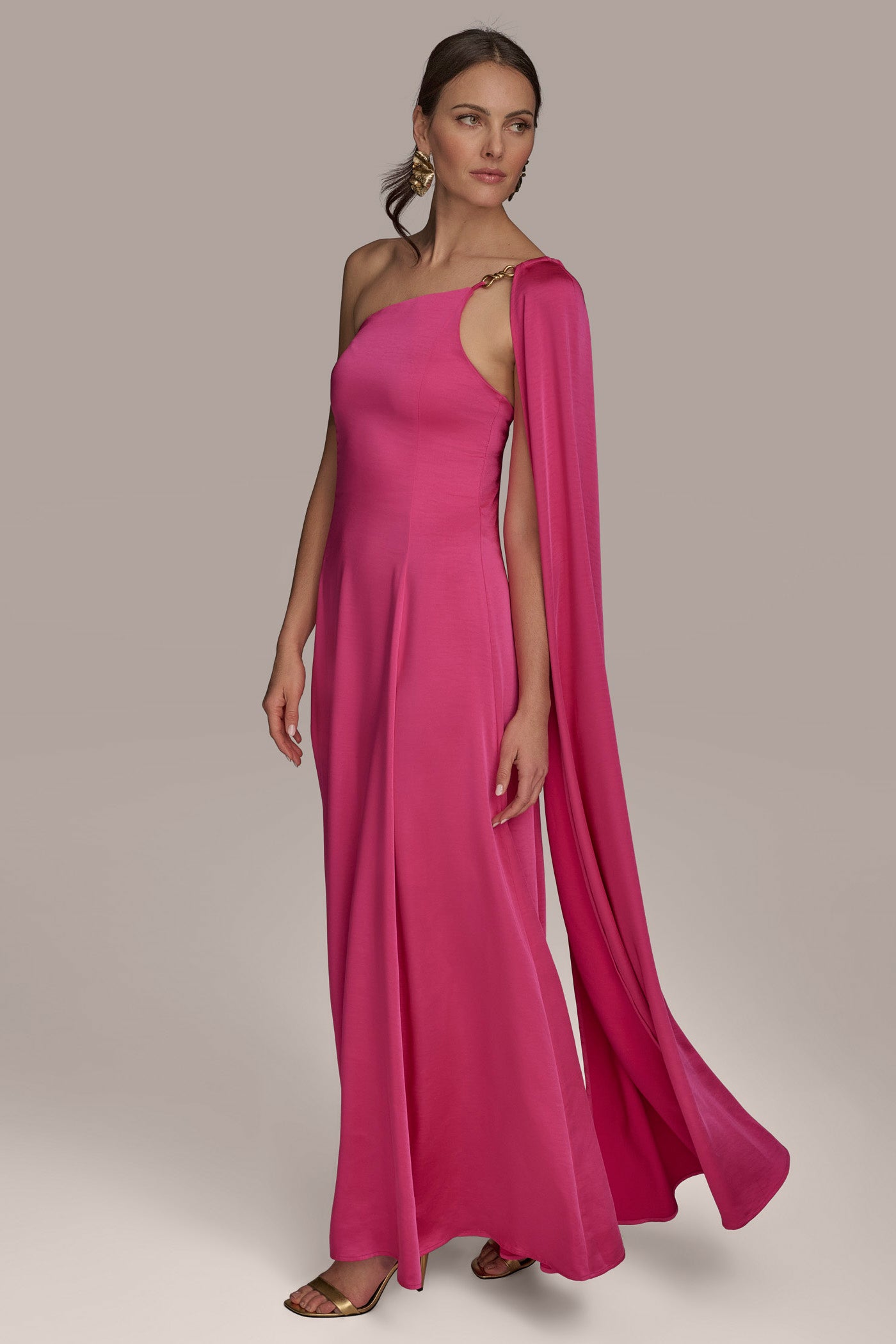 SATIN ONE SHOULDER SCARF A LINE GOWN | View 2 | Ball Gowns SATIN ONE SHOULDER SCARF A LINE GOWN | View 2 | Ball Gowns