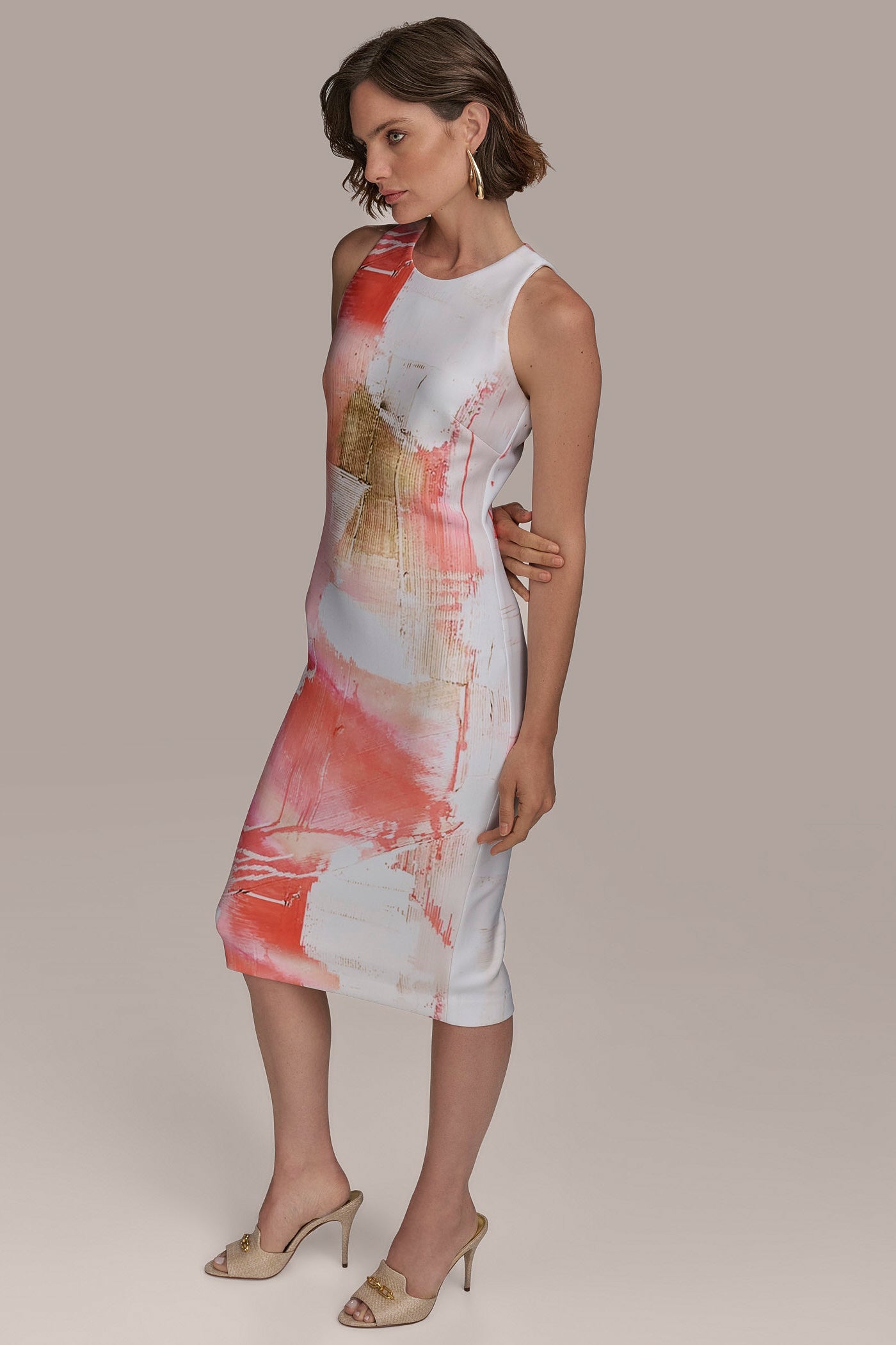 SLEEVELESS ABSTRACT MIDI SHEATH VIEW 3 SLEEVELESS ABSTRACT MIDI SHEATH VIEW 3