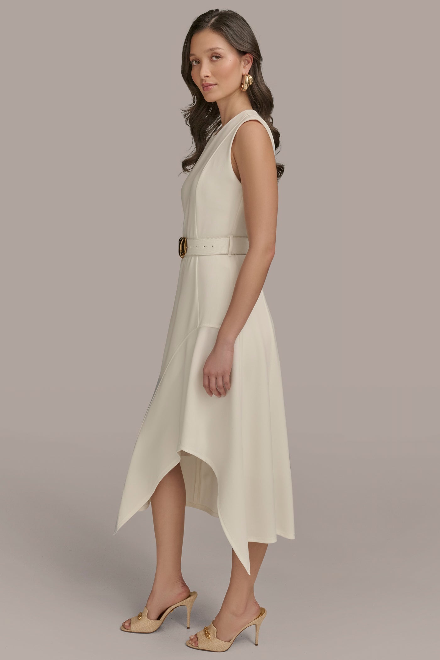 SLEEVELESS ASYMMETRICAL SKIRT A-LINE DRESS VIEW 3 SLEEVELESS ASYMMETRICAL SKIRT A-LINE DRESS VIEW 3