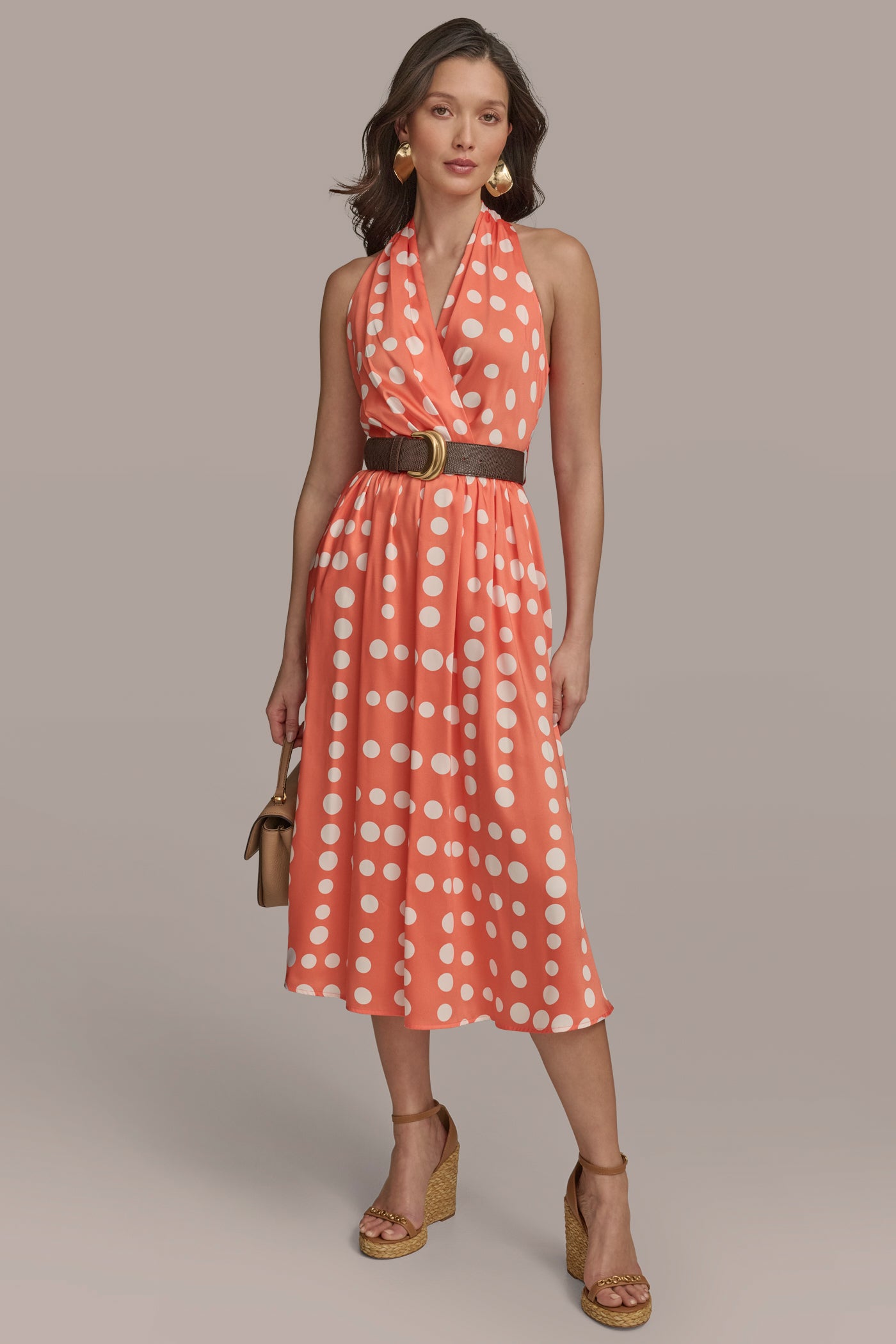 BELTED POLKA-DOT WRAP-EFFECT MIDI DRESS VIEW 3 BELTED POLKA-DOT WRAP-EFFECT MIDI DRESS VIEW 3