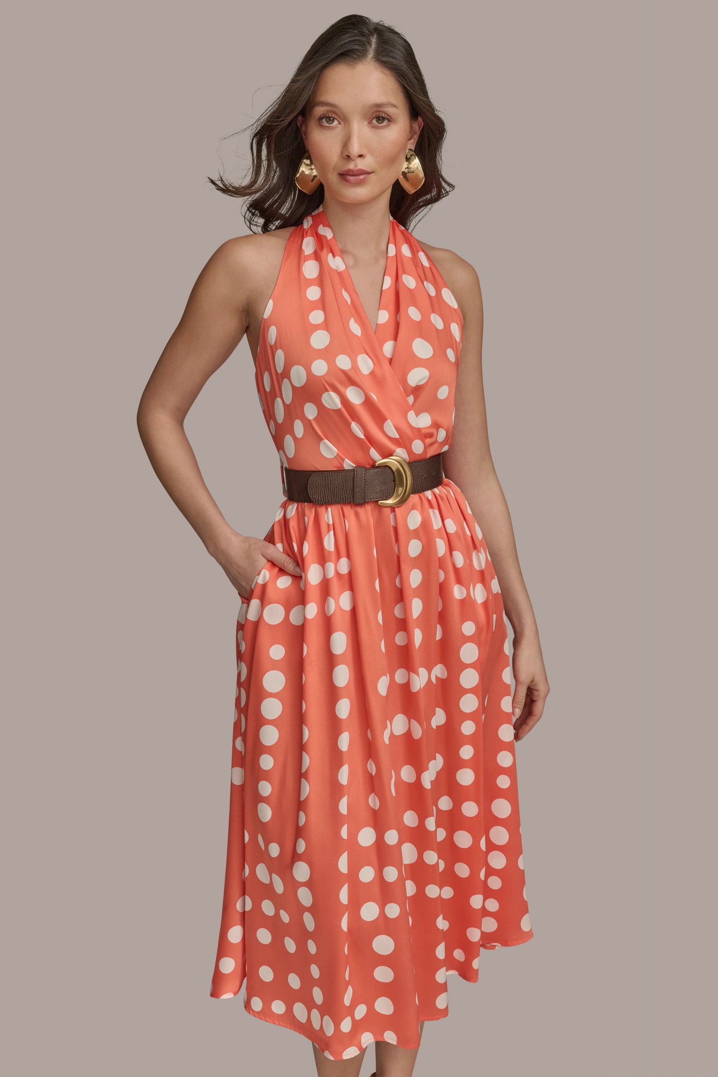 BELTED POLKA-DOT WRAP-EFFECT MIDI DRESS VIEW 5 BELTED POLKA-DOT WRAP-EFFECT MIDI DRESS VIEW 5