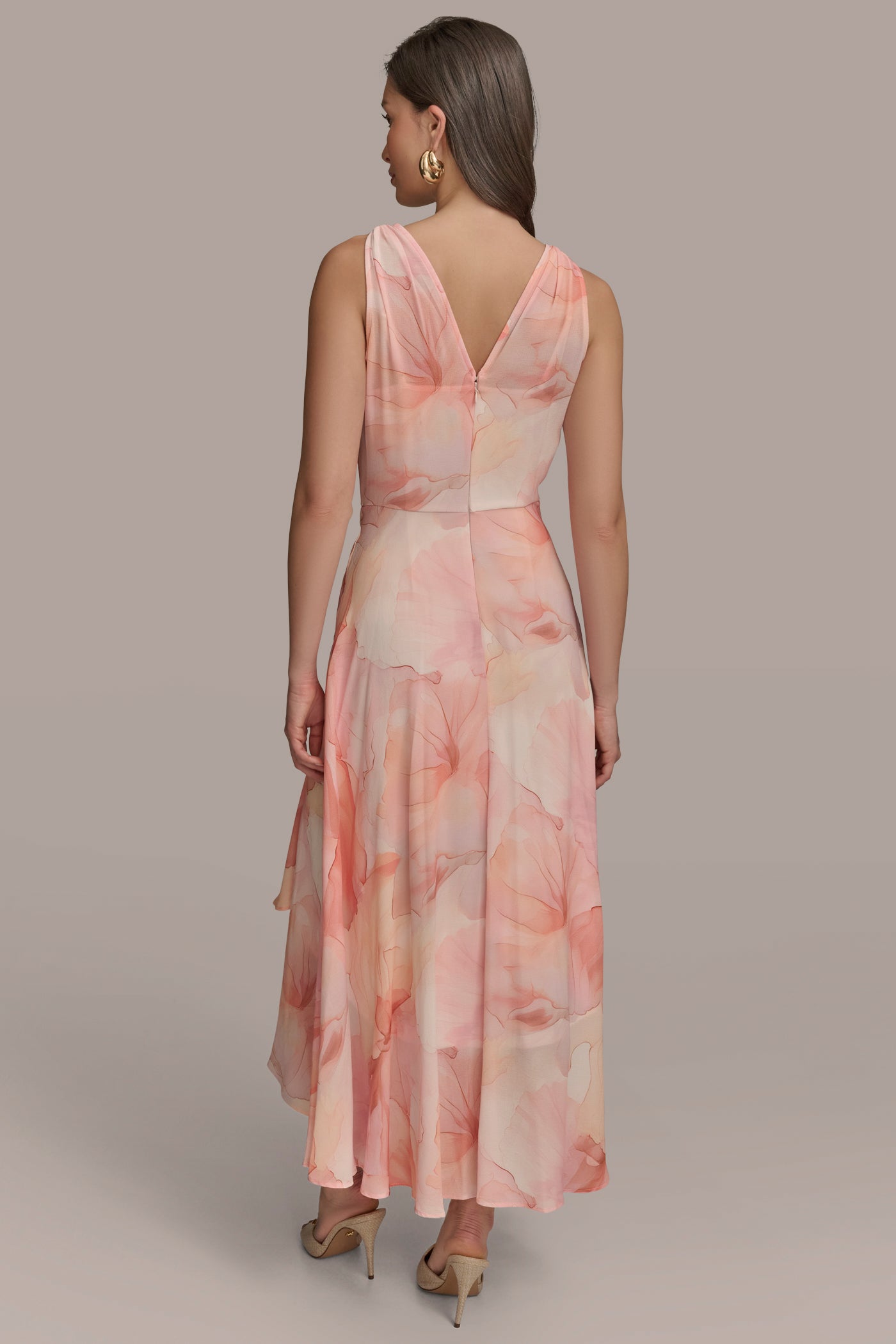 CHIFFON FAUX WRAP A LINE MIDI DRESS | View 2 | All Products CHIFFON FAUX WRAP A LINE MIDI DRESS | View 2 | All Products