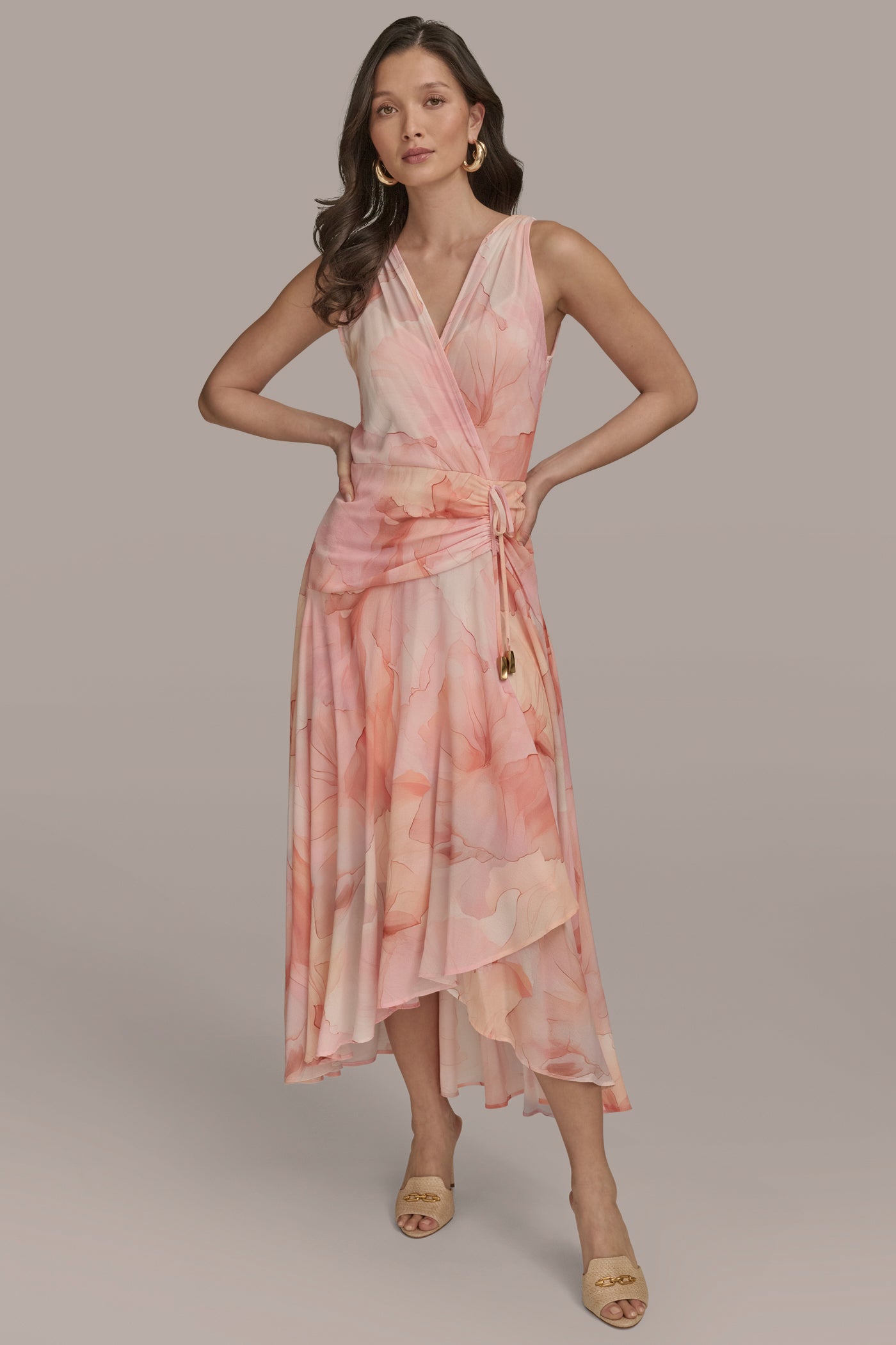CHIFFON FAUX WRAP A LINE MIDI DRESS VIEW 4 | All Products CHIFFON FAUX WRAP A LINE MIDI DRESS VIEW 4 | All Products