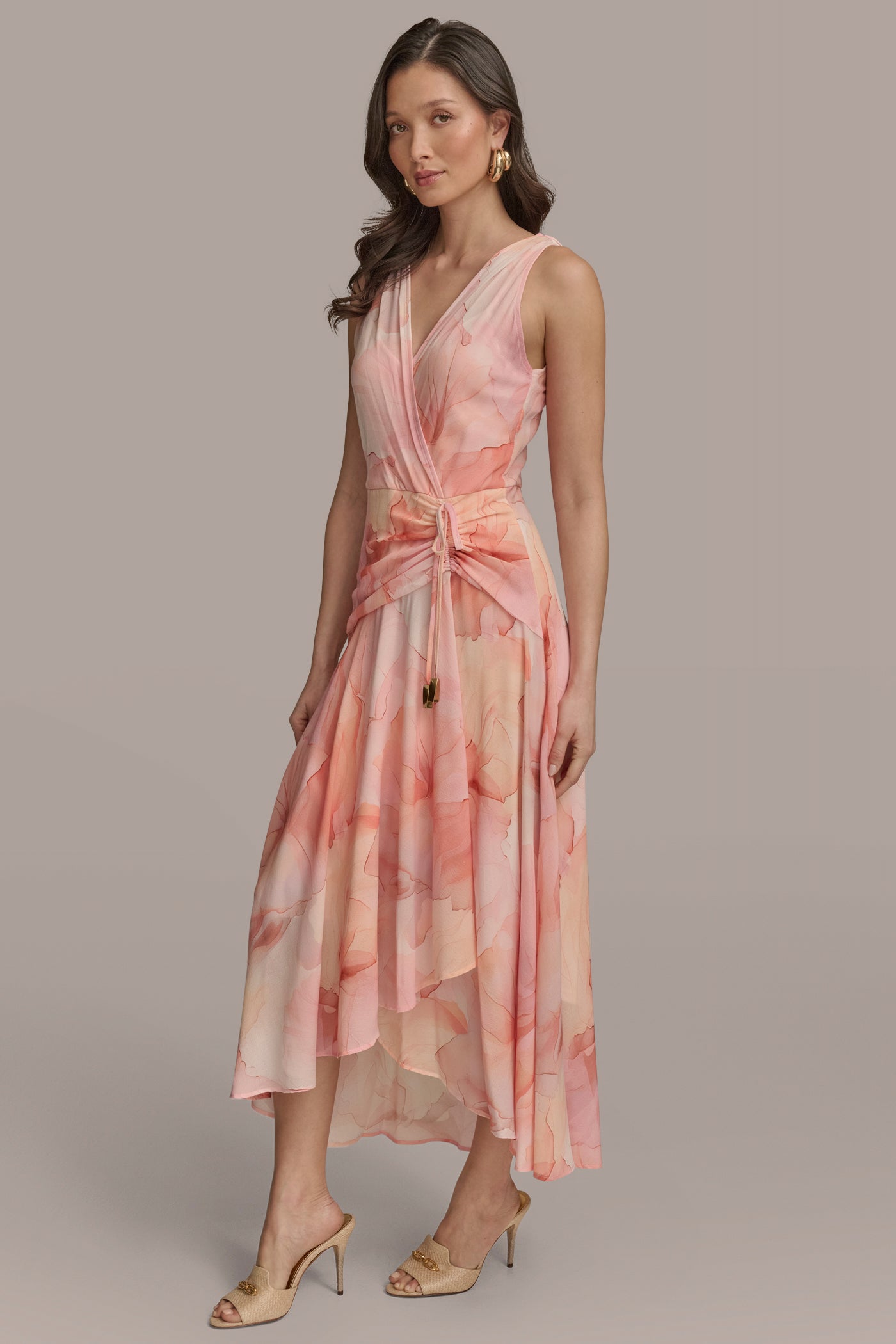 CHIFFON FAUX WRAP A LINE MIDI DRESS VIEW 3 | All Products CHIFFON FAUX WRAP A LINE MIDI DRESS VIEW 3 | All Products