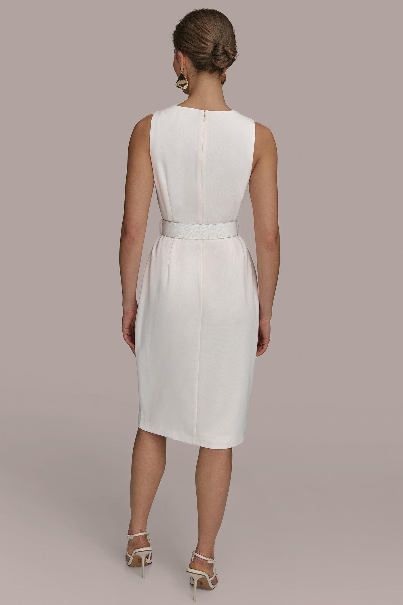 ASYMMETRICAL NECK FAUX WRAP SHEATH | View 2 | SALE ASYMMETRICAL NECK FAUX WRAP SHEATH | View 2 | SALE