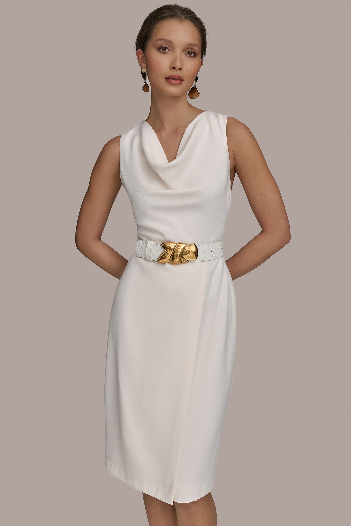 ASYMMETRICAL NECK FAUX WRAP SHEATH VIEW 5 ASYMMETRICAL NECK FAUX WRAP SHEATH VIEW 5