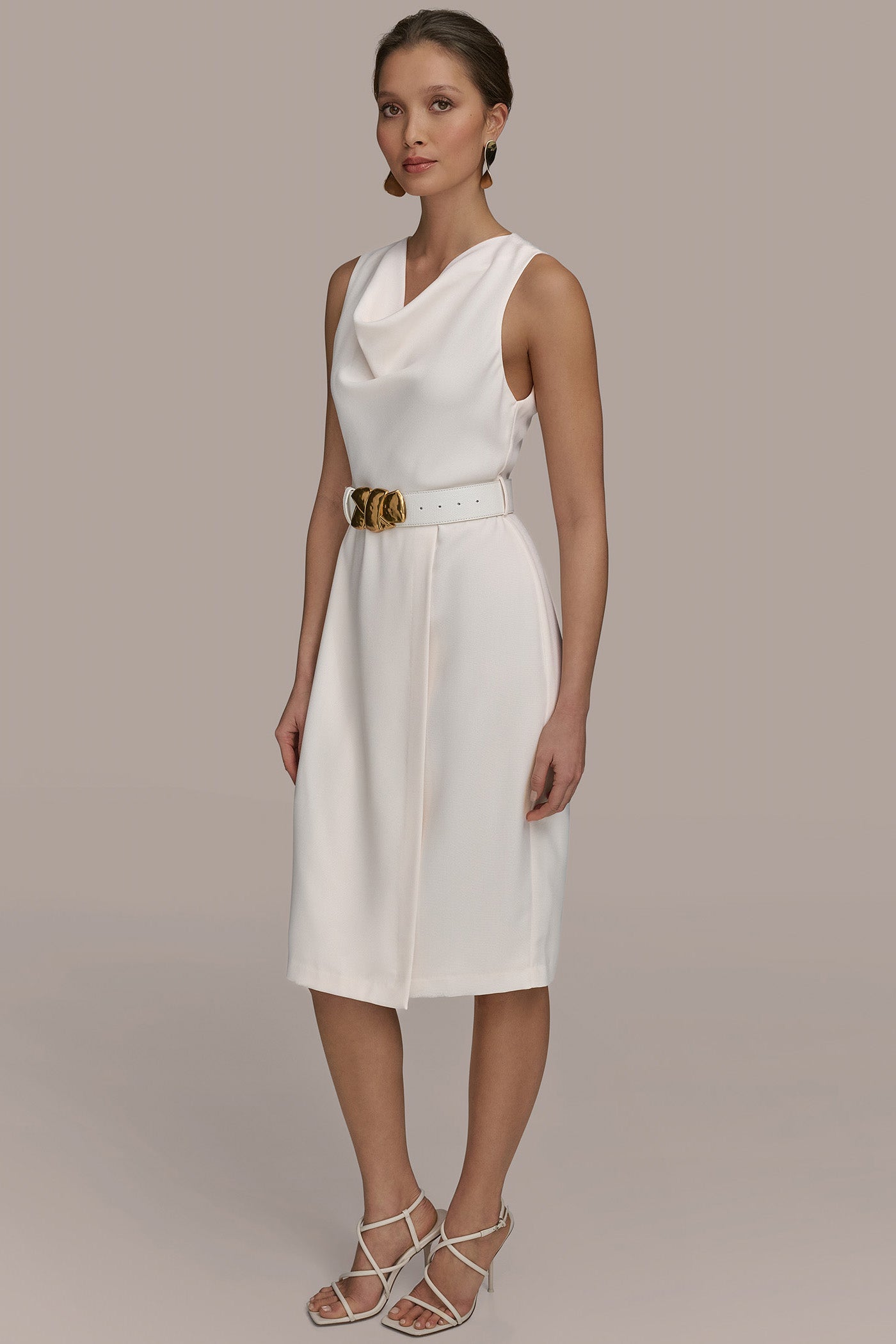 ASYMMETRICAL NECK FAUX WRAP SHEATH VIEW 3 ASYMMETRICAL NECK FAUX WRAP SHEATH VIEW 3