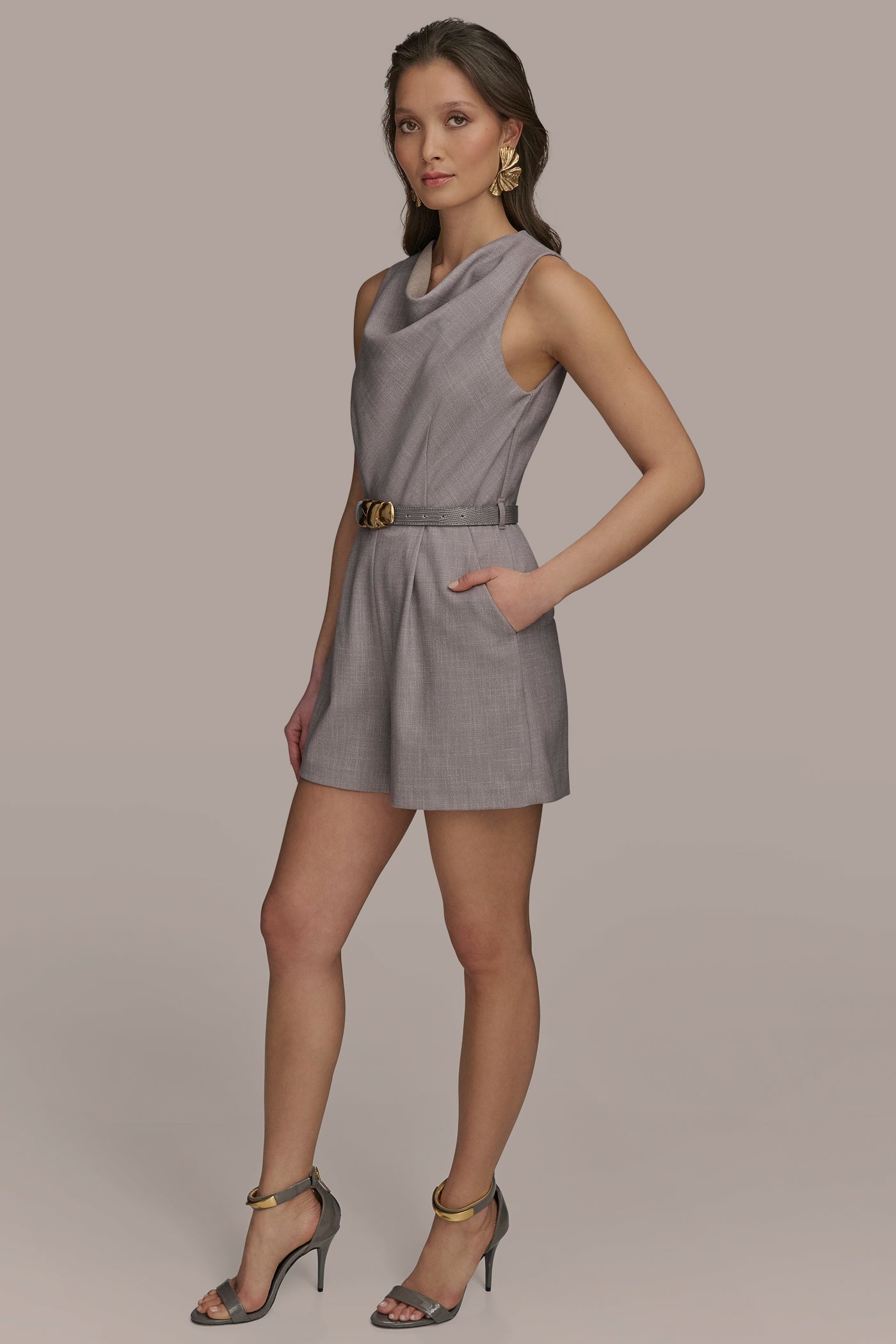 COWL NECK BELTED ROMPER VIEW 3 | Clothing COWL NECK BELTED ROMPER VIEW 3 | Clothing
