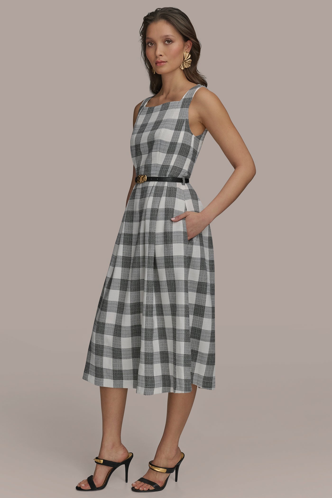 GINGHAM FIT AND FLARE DRESS VIEW 3 | SALE GINGHAM FIT AND FLARE DRESS VIEW 3 | SALE