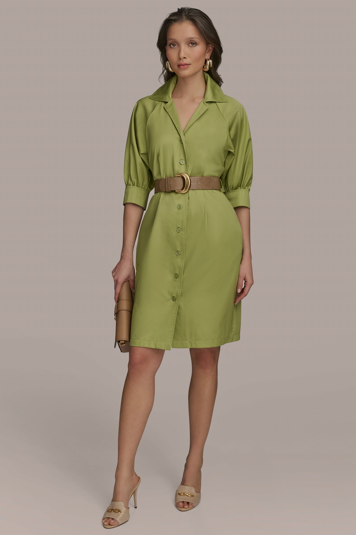 Cotton Puff Sleeve Midi Shirt Dress | Shirt Dress | Donna Karan