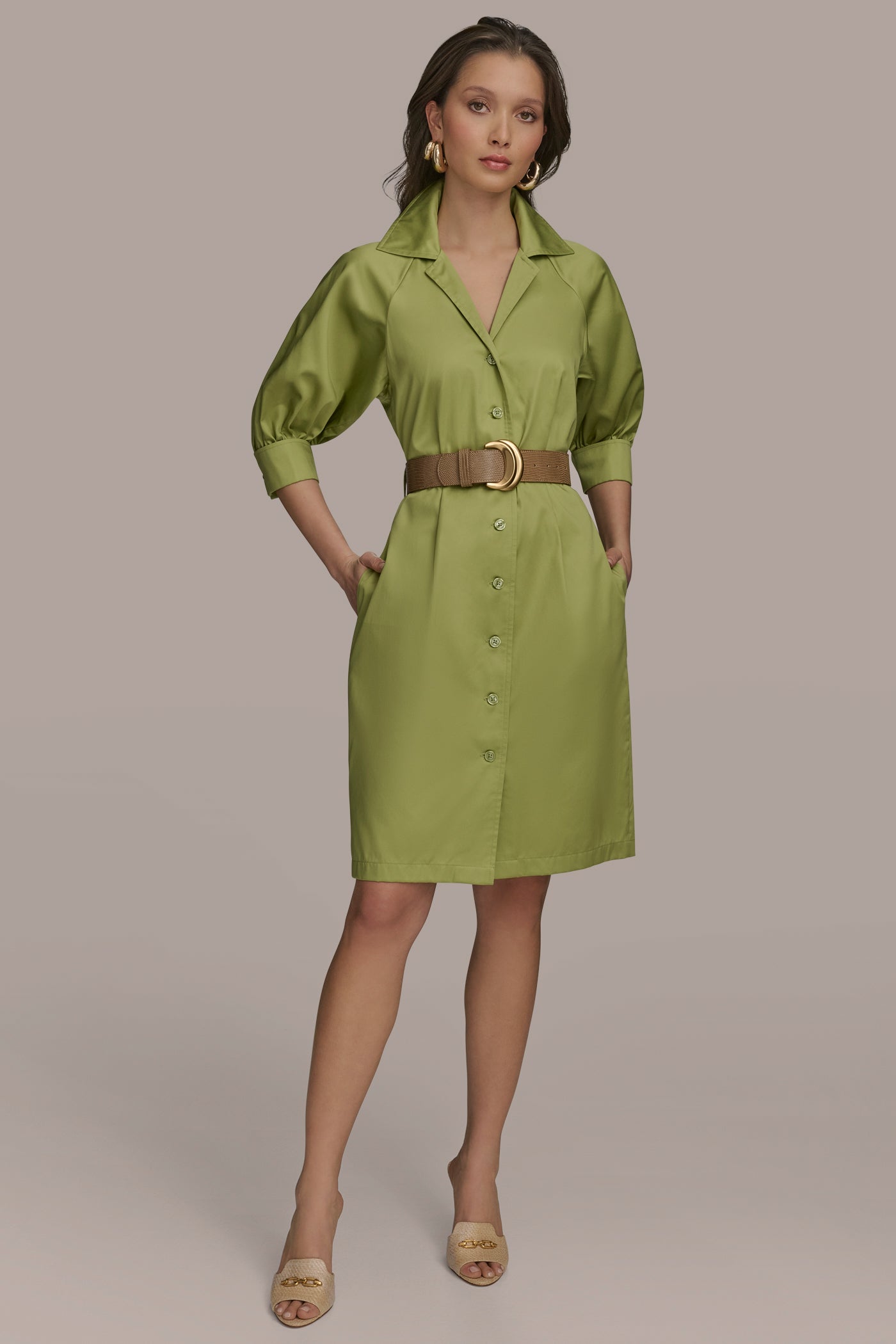 BELTED SHORT SLEEVE SHIRT DRESS VIEW 4 BELTED SHORT SLEEVE SHIRT DRESS VIEW 4