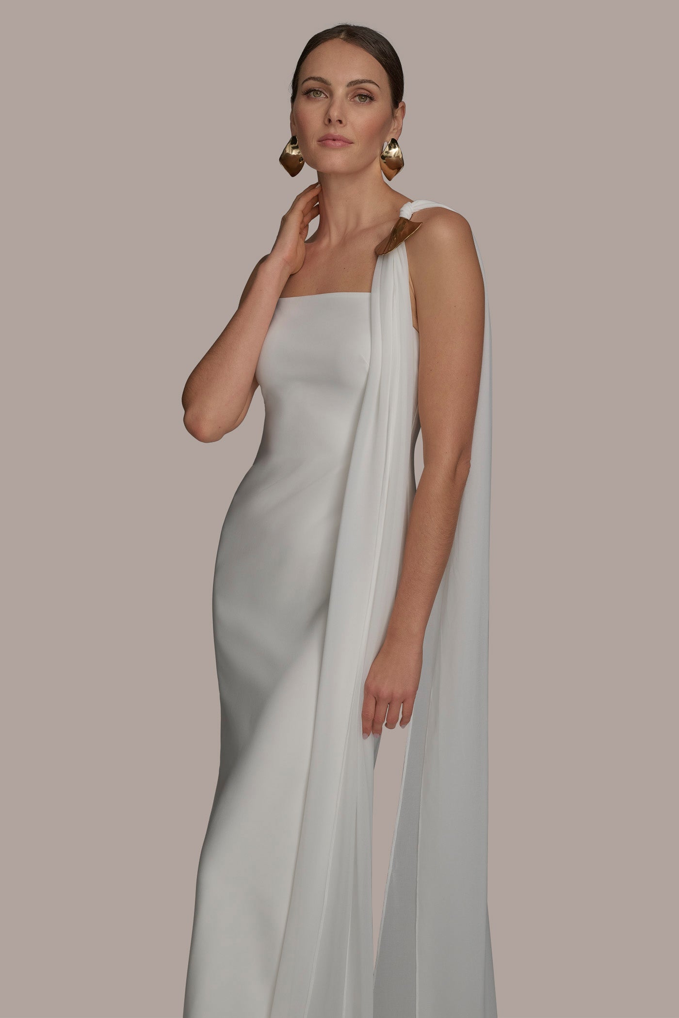 GOWN WITH ONE SHOULDER SCARF VIEW 5 | SALE GOWN WITH ONE SHOULDER SCARF VIEW 5 | SALE