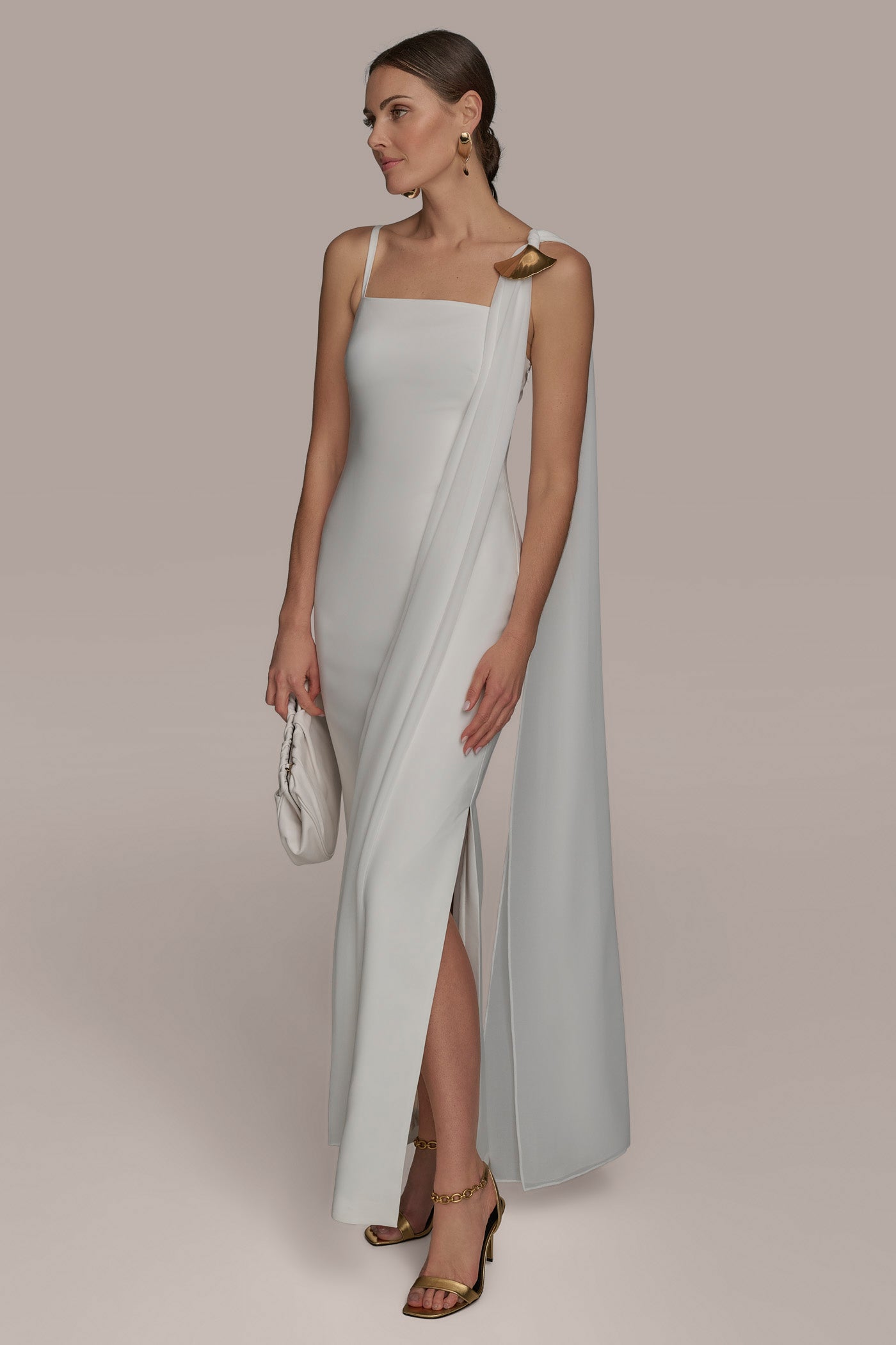 GOWN WITH ONE SHOULDER SCARF VIEW 4 | SALE GOWN WITH ONE SHOULDER SCARF VIEW 4 | SALE