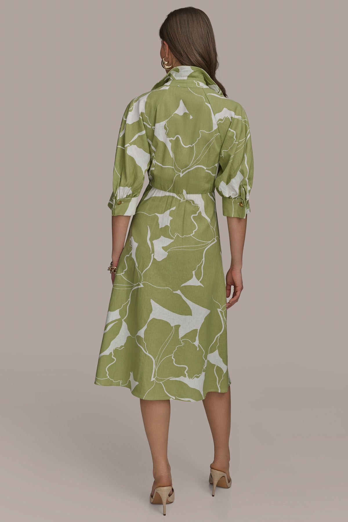 Linen Blend Floral Midi Shirt Dress | Shirt Dress