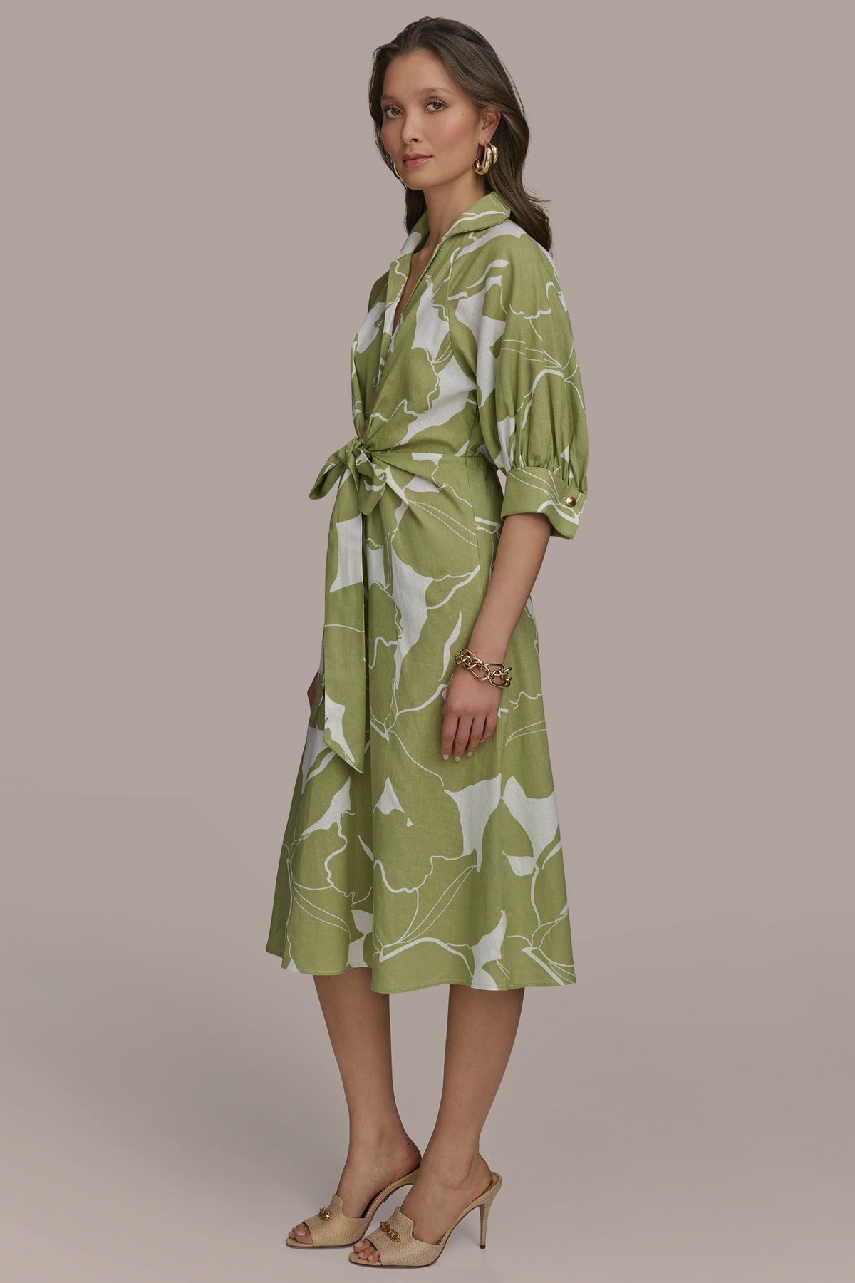 Linen Blend Floral Midi Shirt Dress | Shirt Dress
