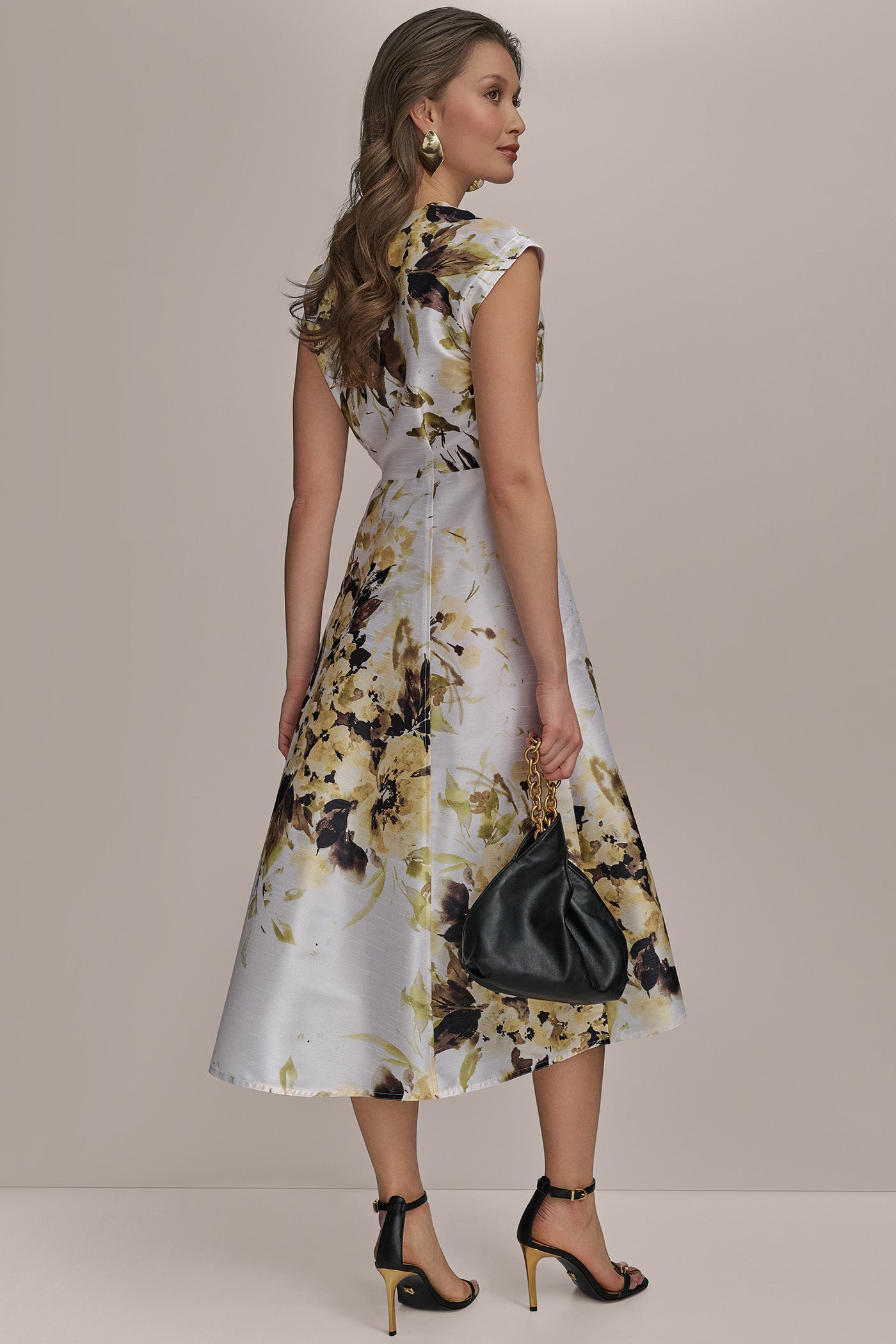 FLORAL FAUX WRAP FIT AND FLARE DRESS VIEW 9 FLORAL FAUX WRAP FIT AND FLARE DRESS VIEW 9