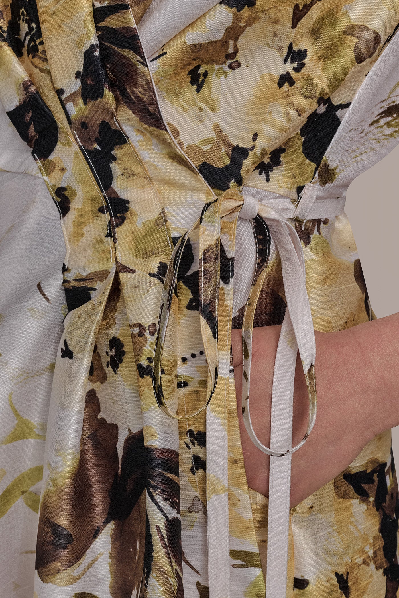 FLORAL FAUX WRAP FIT AND FLARE DRESS VIEW 5 FLORAL FAUX WRAP FIT AND FLARE DRESS VIEW 5