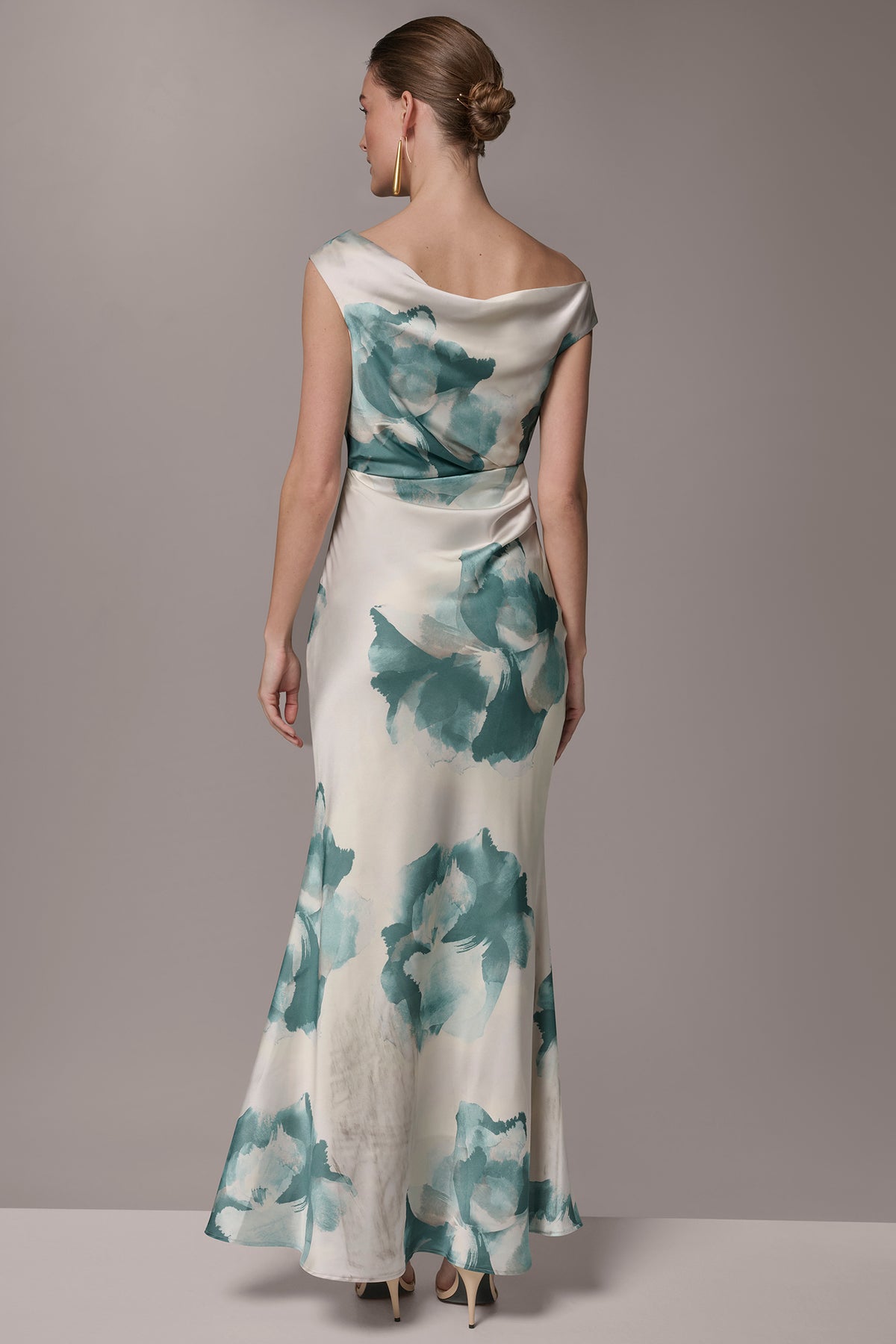 floral print evening dresses Off The Shoulder Gown | Gown SLEEVES: Sleeveless / strapless gown with attached cape overlay bridal parties Famapy Changing Table Dresser Color:Fuchsia Pink